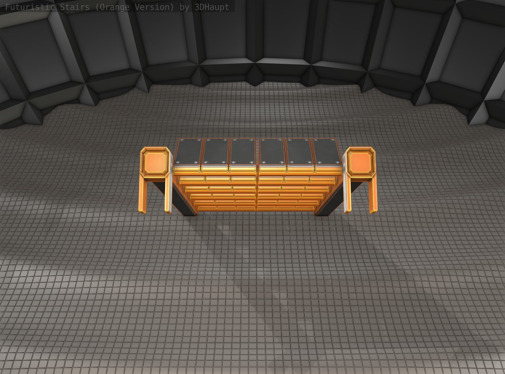 Sci-Fi Stairs - 14 - Orange Version Low-poly 3D model_3