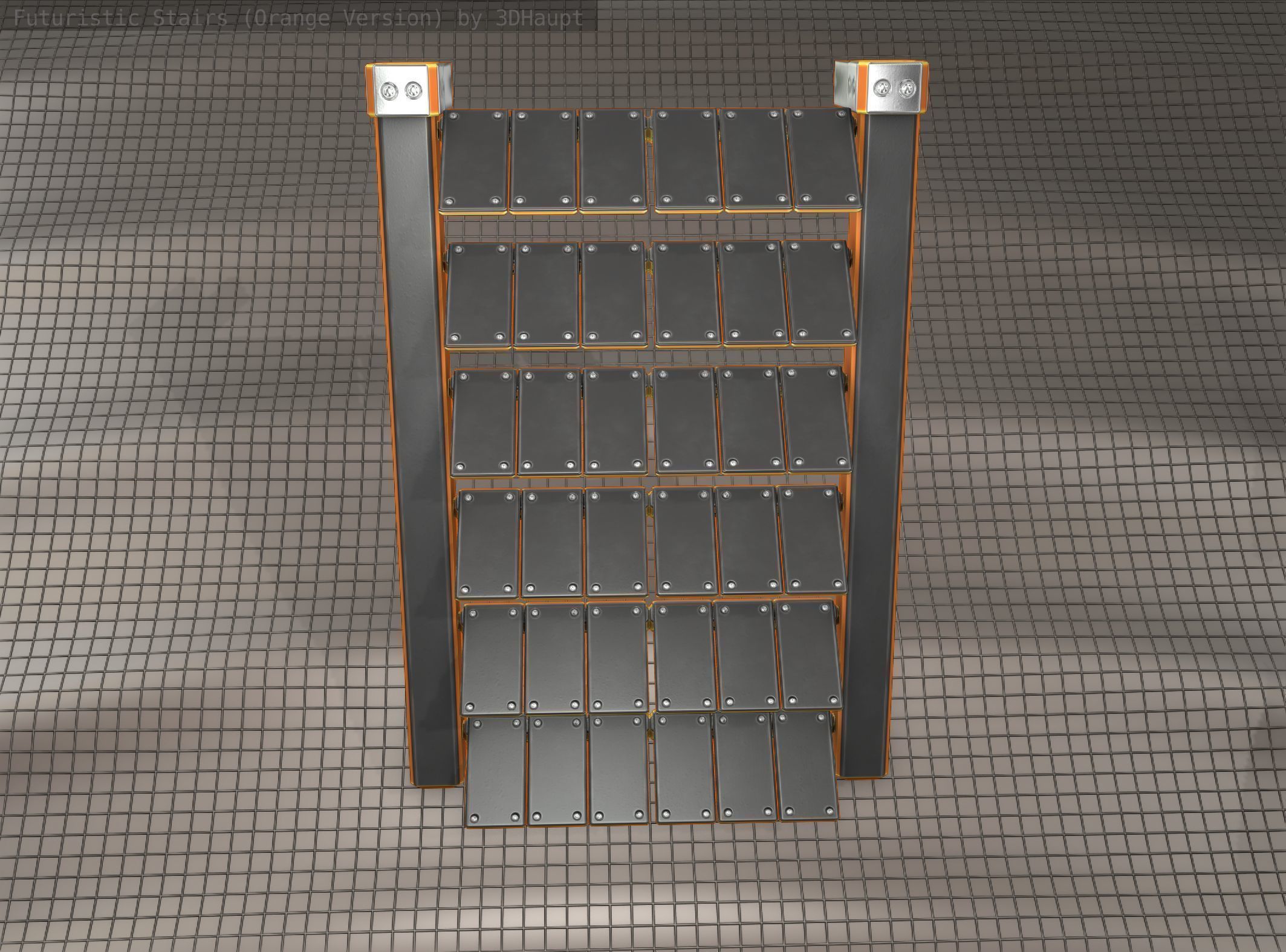Sci-Fi Stairs - 14 - Orange Version Low-poly 3D model_15