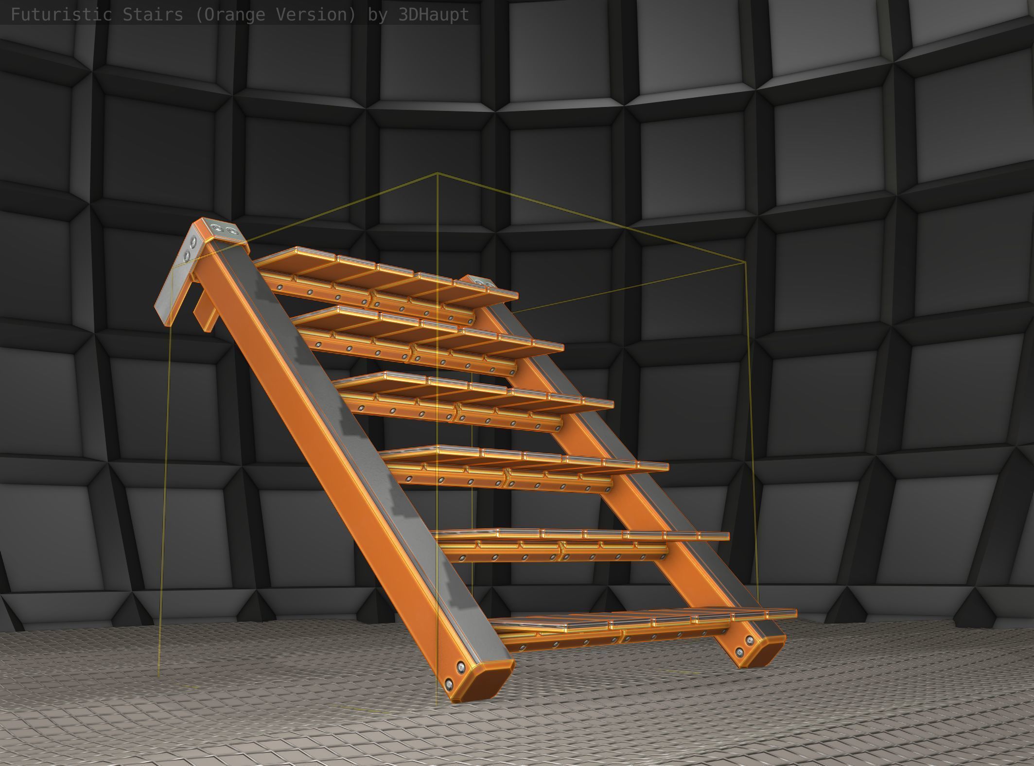 Sci-Fi Stairs - 14 - Orange Version Low-poly 3D model_22