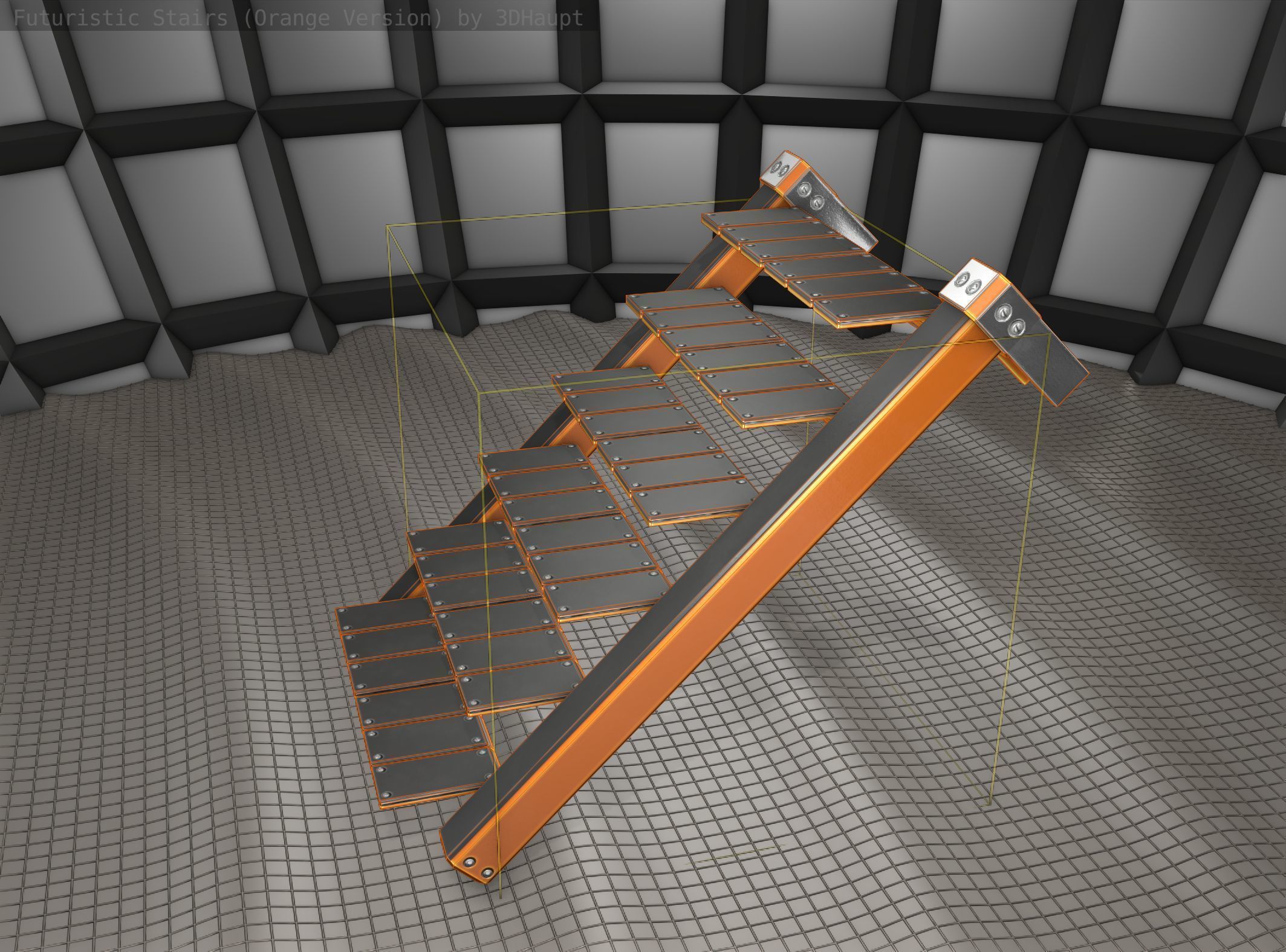Sci-Fi Stairs - 14 - Orange Version Low-poly 3D model_24