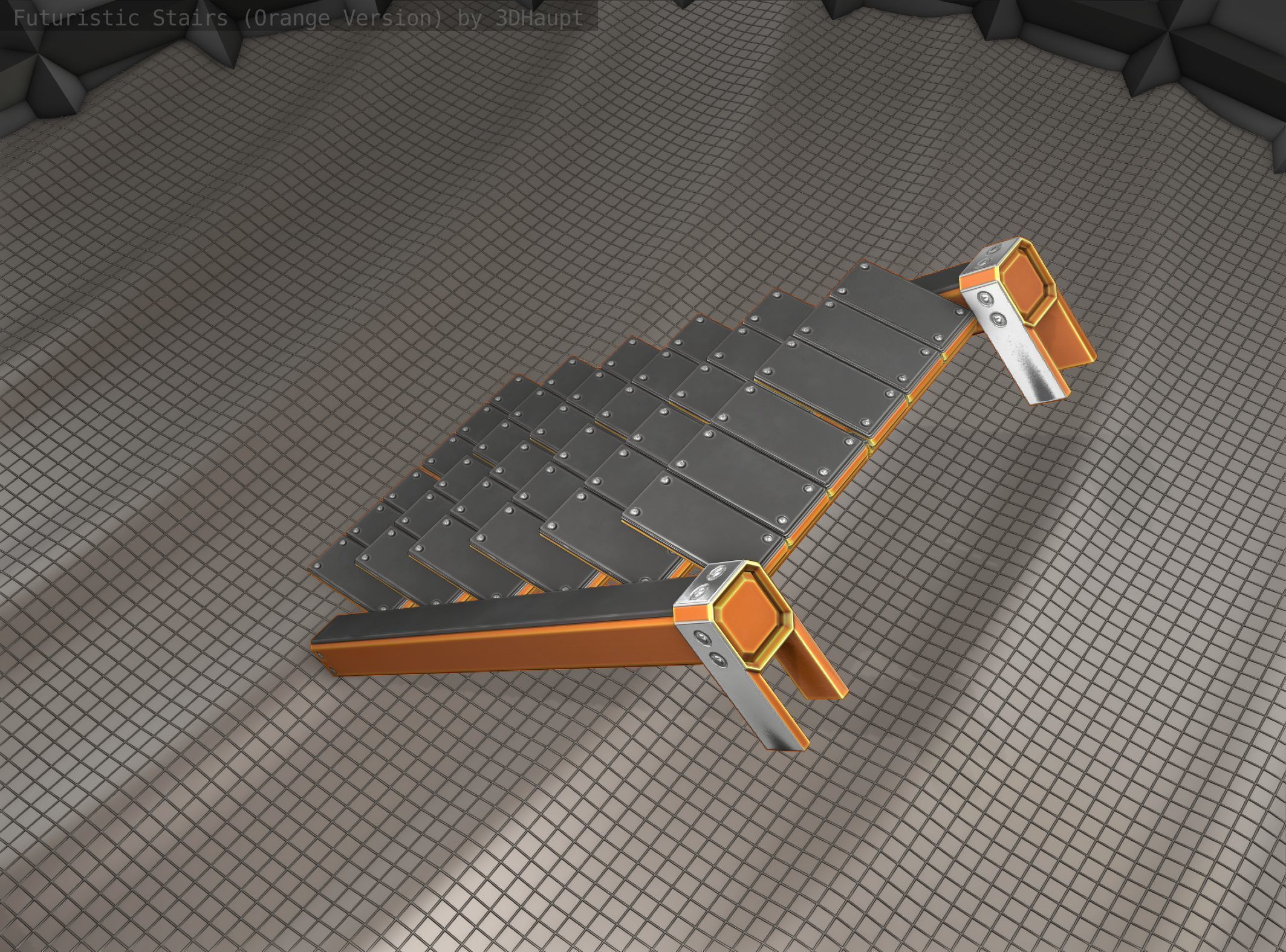 Sci-Fi Stairs - 14 - Orange Version Low-poly 3D model_17