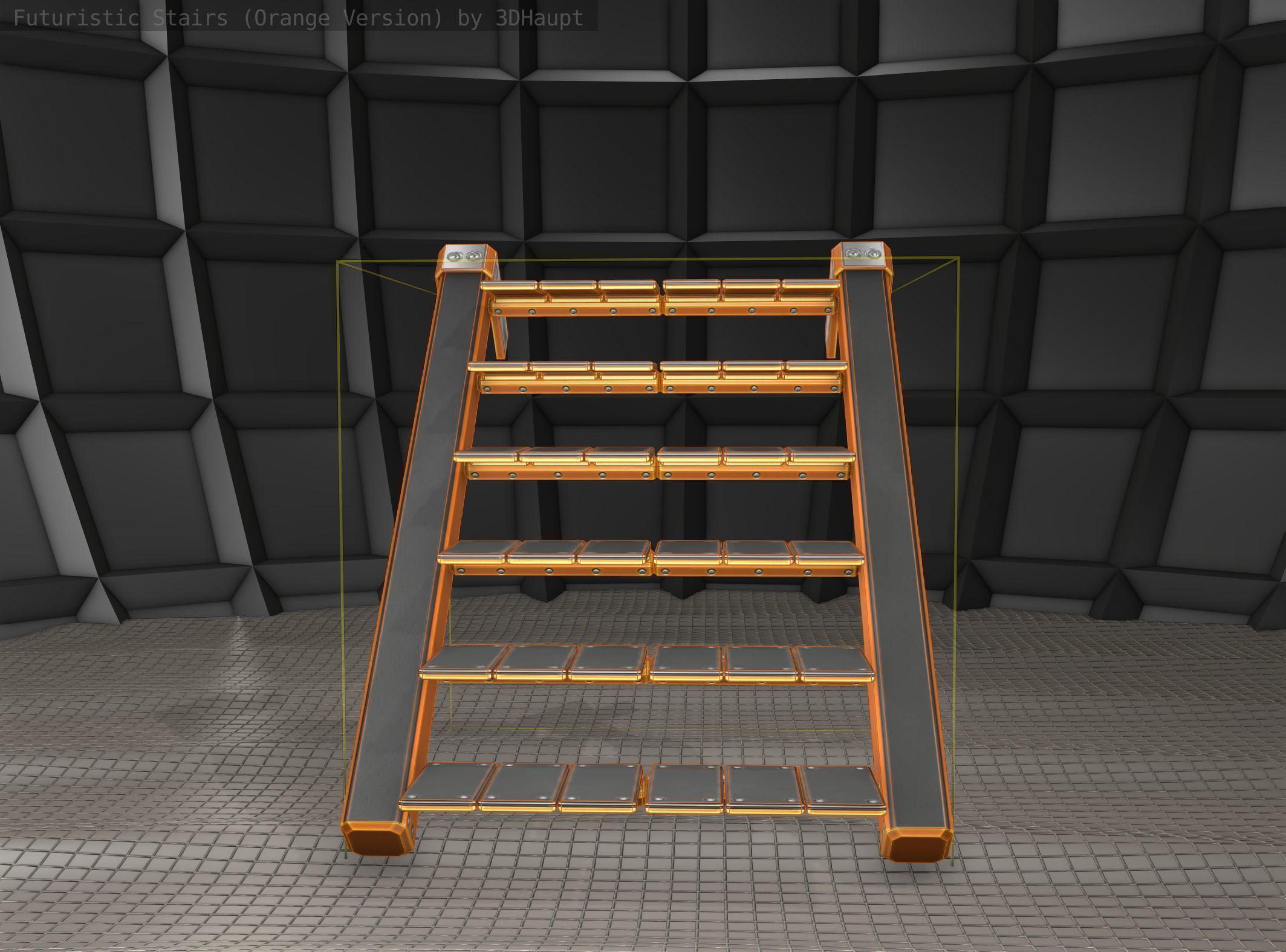 Sci-Fi Stairs - 14 - Orange Version Low-poly 3D model_14