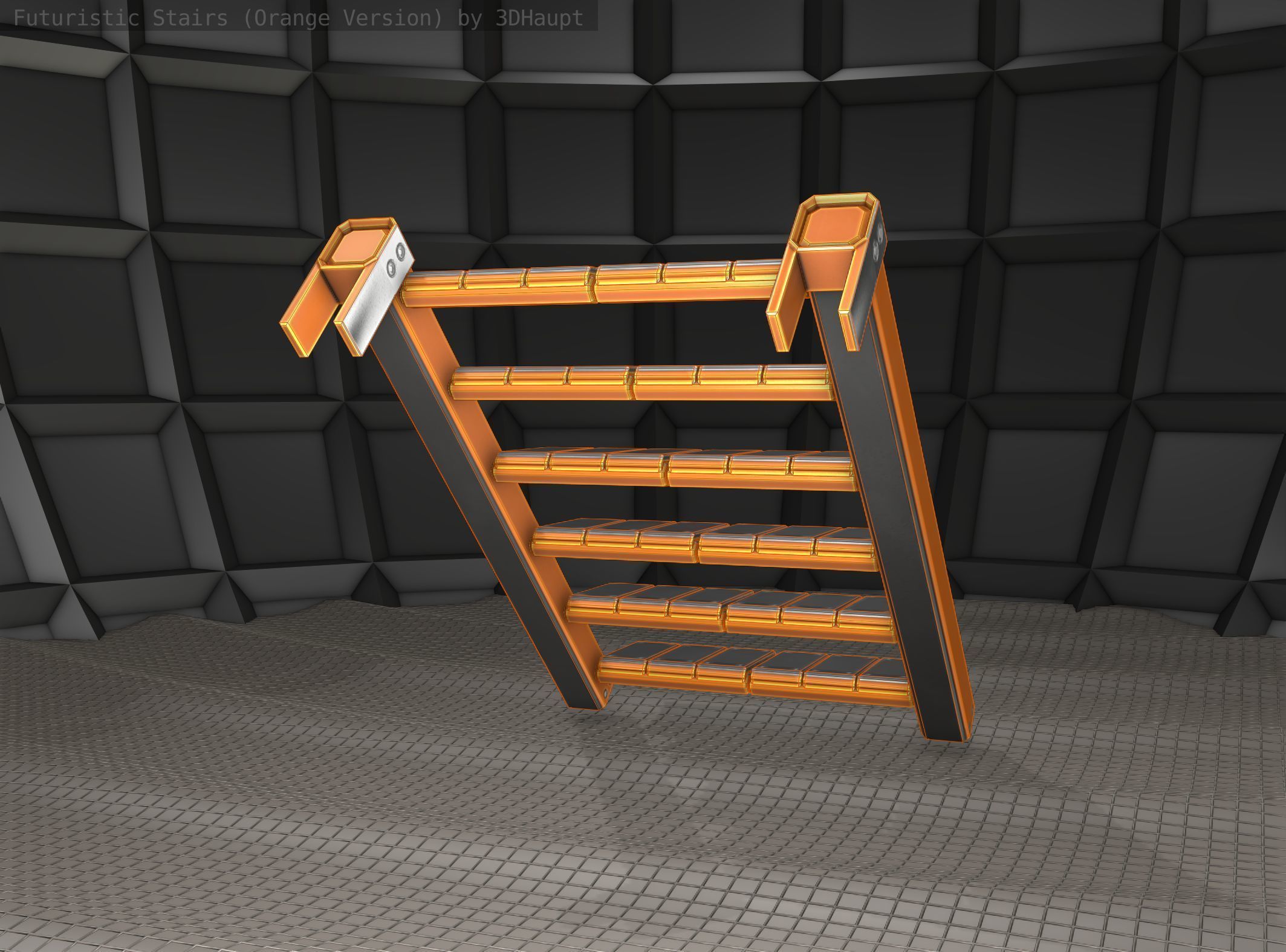 Sci-Fi Stairs - 14 - Orange Version Low-poly 3D model_11