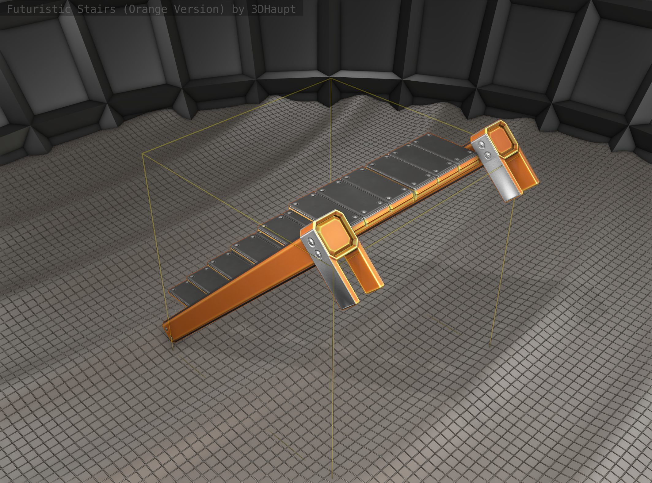 Sci-Fi Stairs - 14 - Orange Version Low-poly 3D model_2