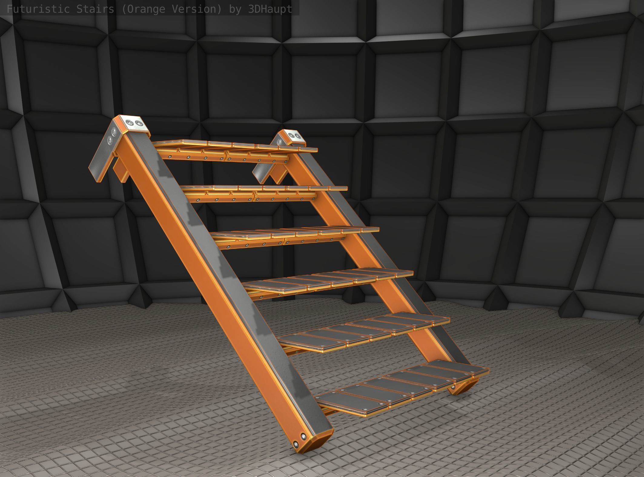 Sci-Fi Stairs - 14 - Orange Version Low-poly 3D model_13