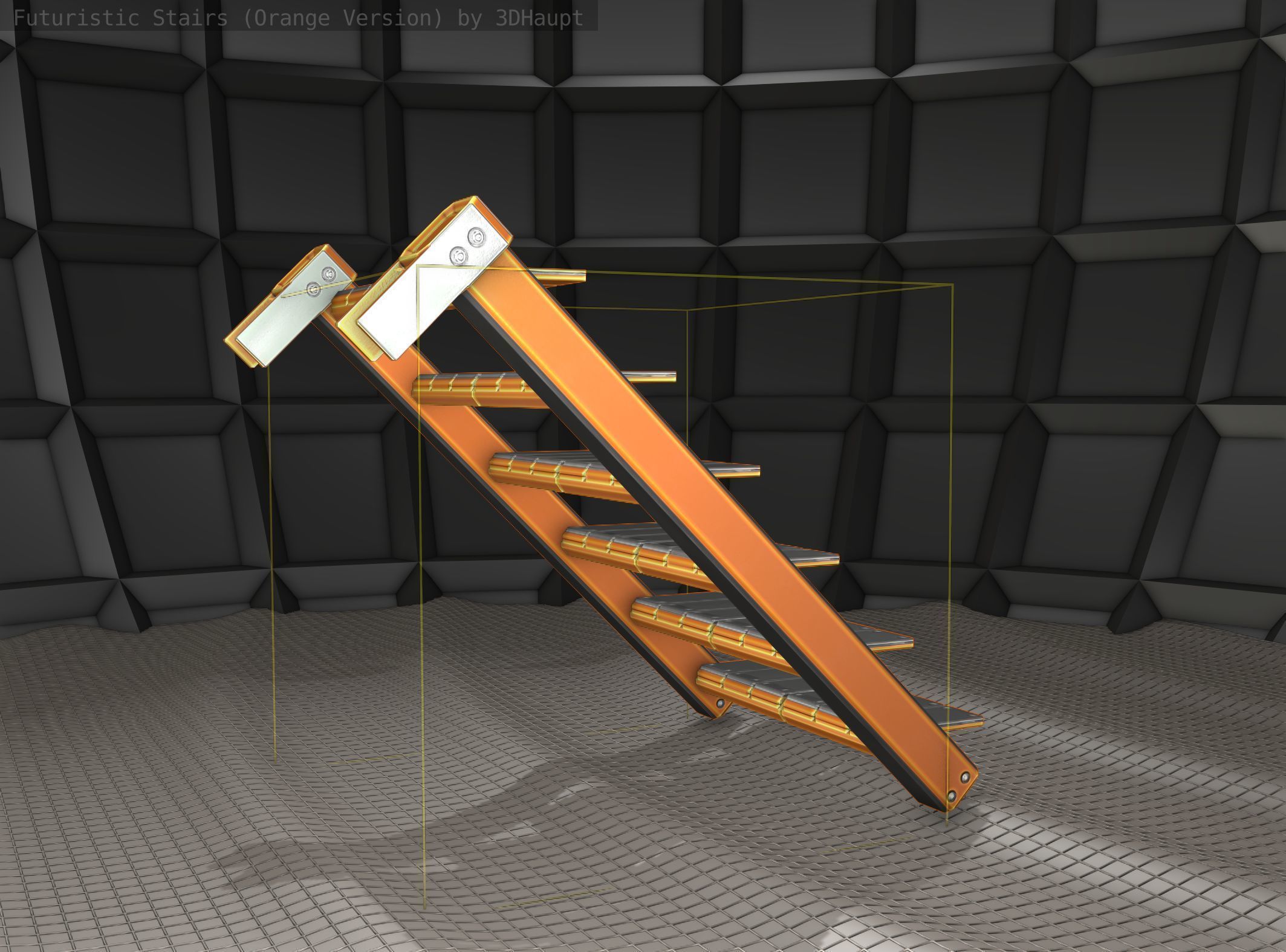 Sci-Fi Stairs - 14 - Orange Version Low-poly 3D model_12