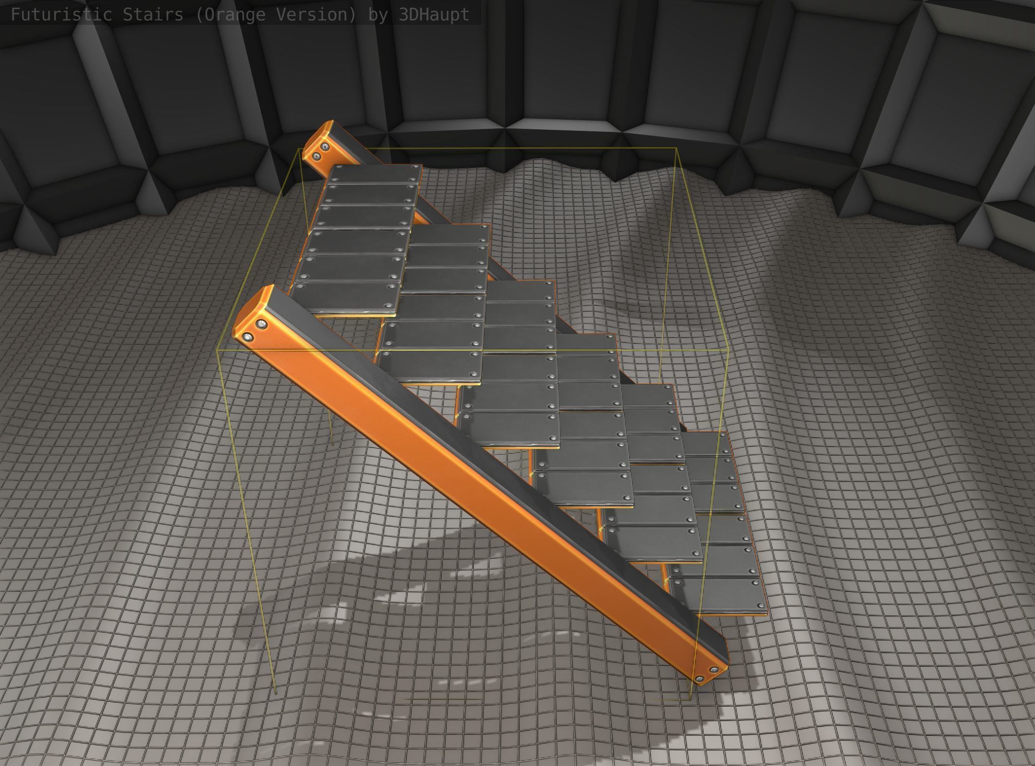 Sci-Fi Stairs - 15- Orange Version Low-poly 3D model_5