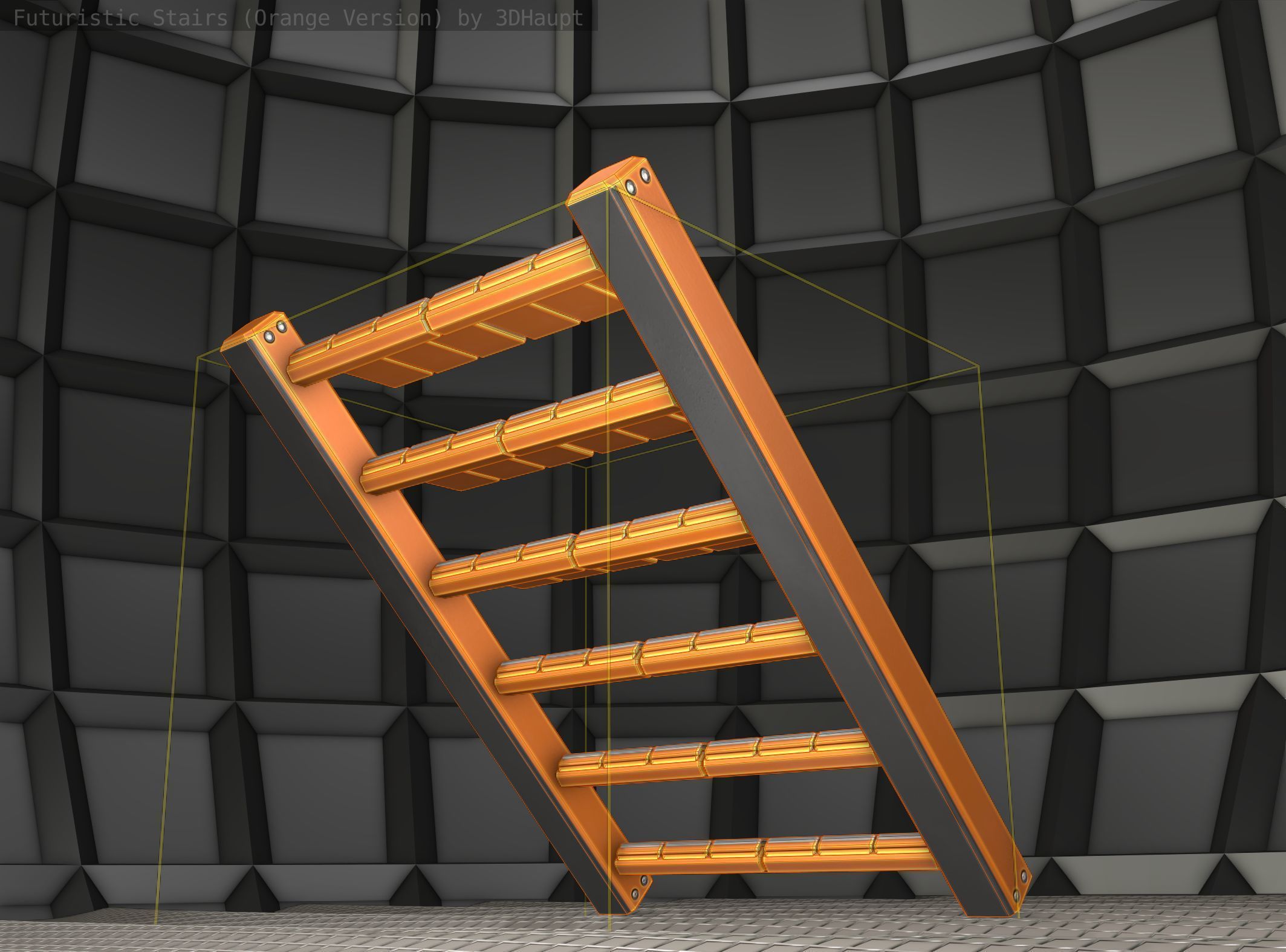 Sci-Fi Stairs - 15- Orange Version Low-poly 3D model_21