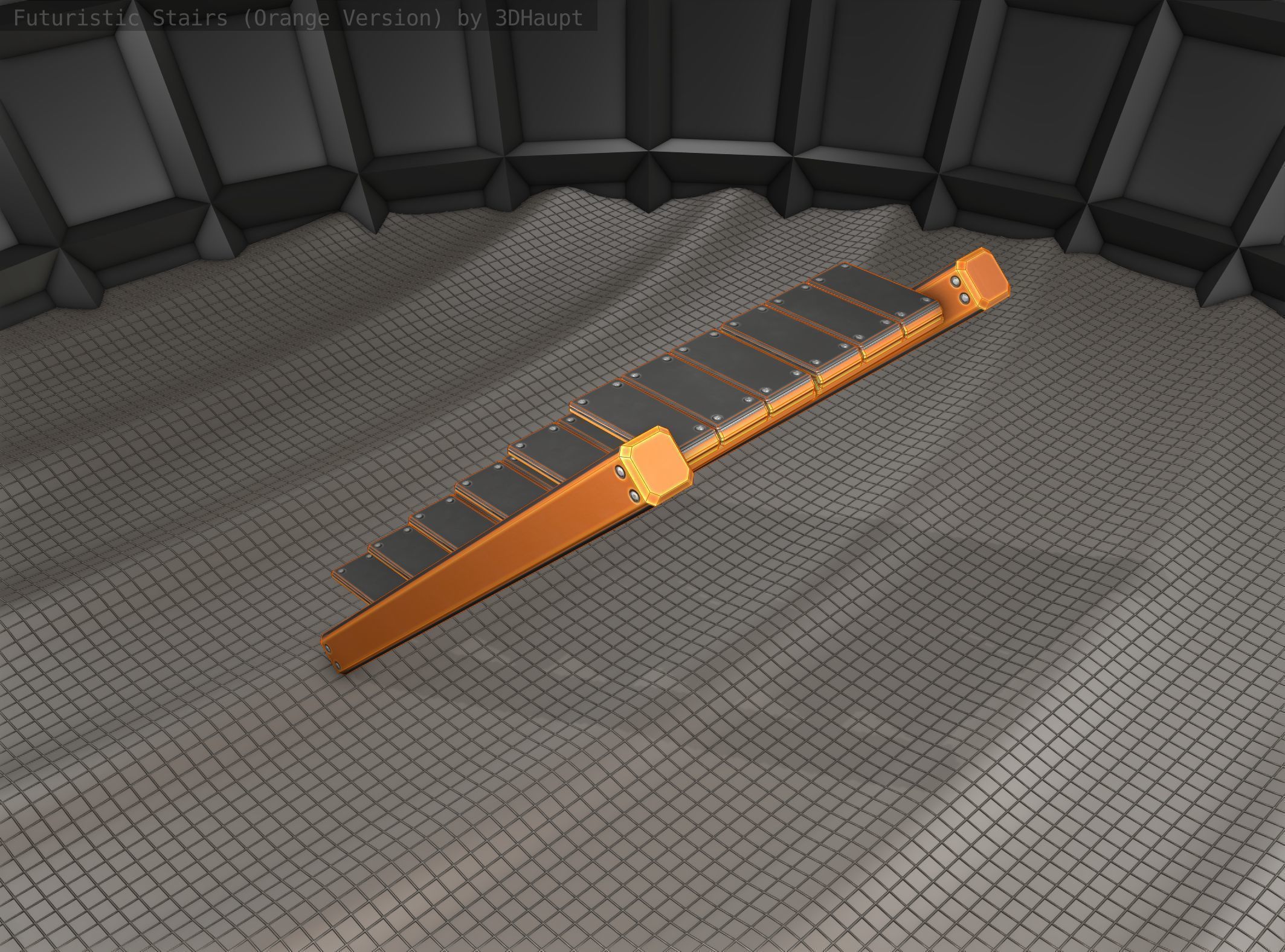 Sci-Fi Stairs - 15- Orange Version Low-poly 3D model_2