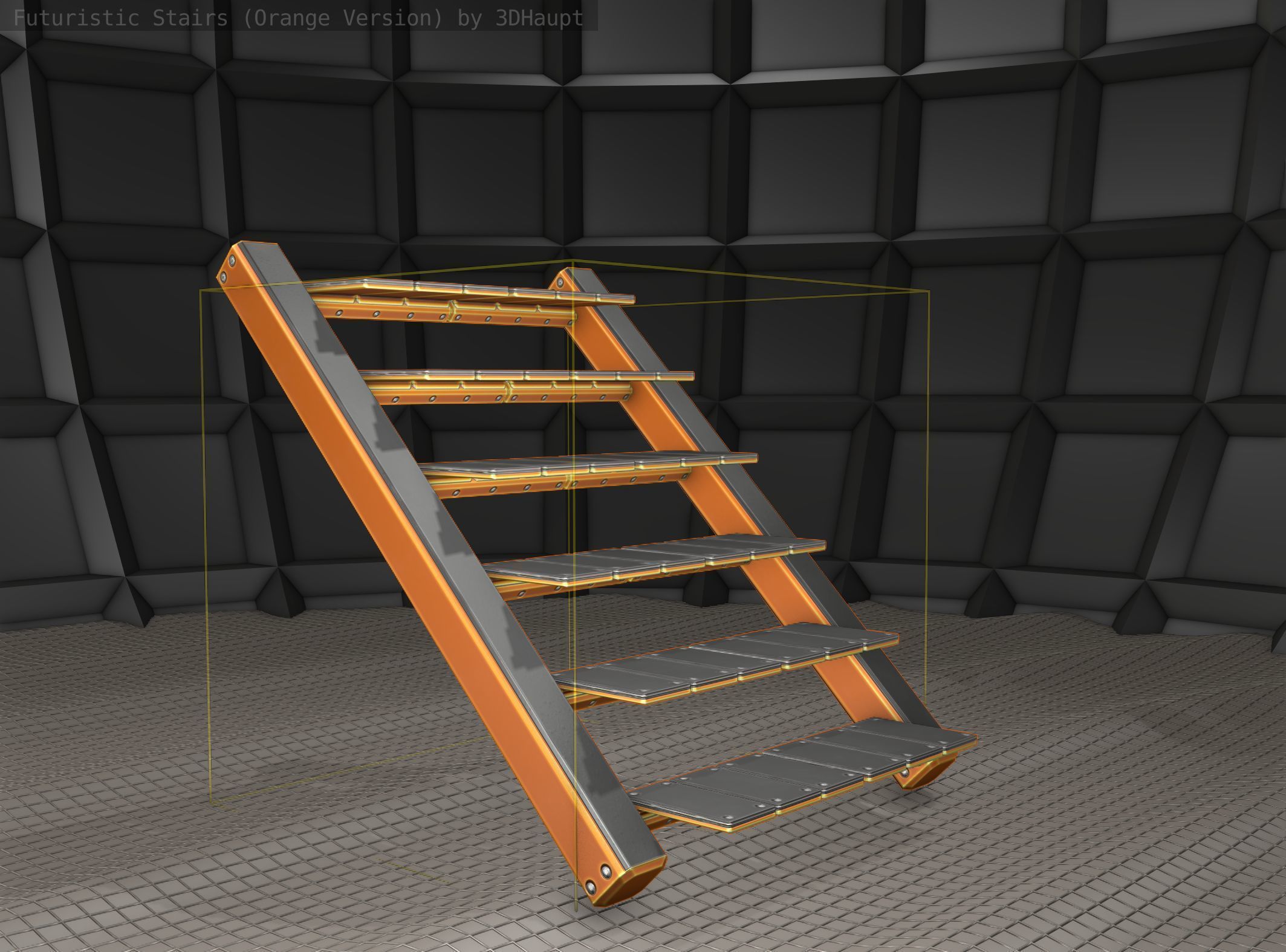 Sci-Fi Stairs - 15- Orange Version Low-poly 3D model_13