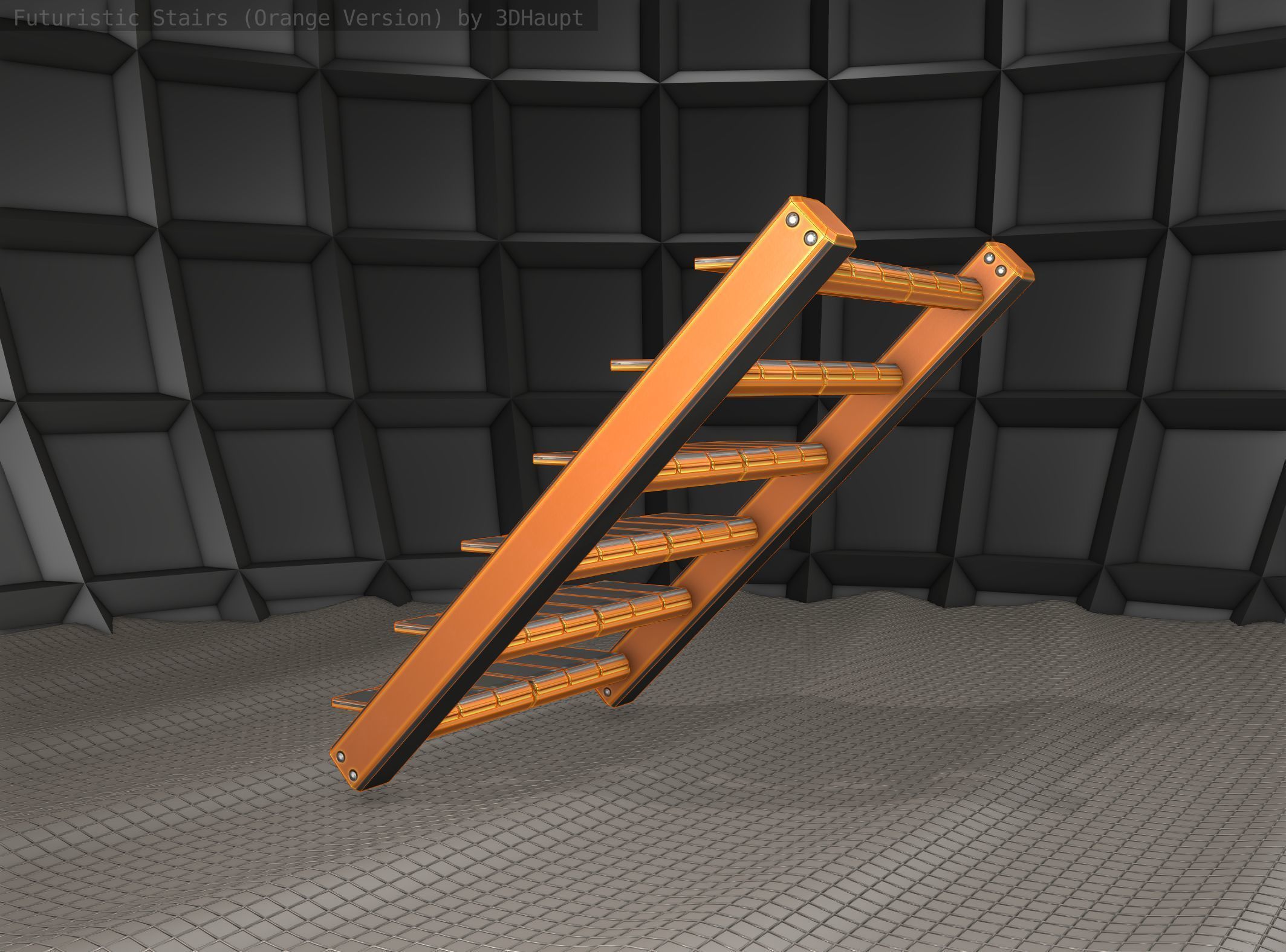 Sci-Fi Stairs - 15- Orange Version Low-poly 3D model_10