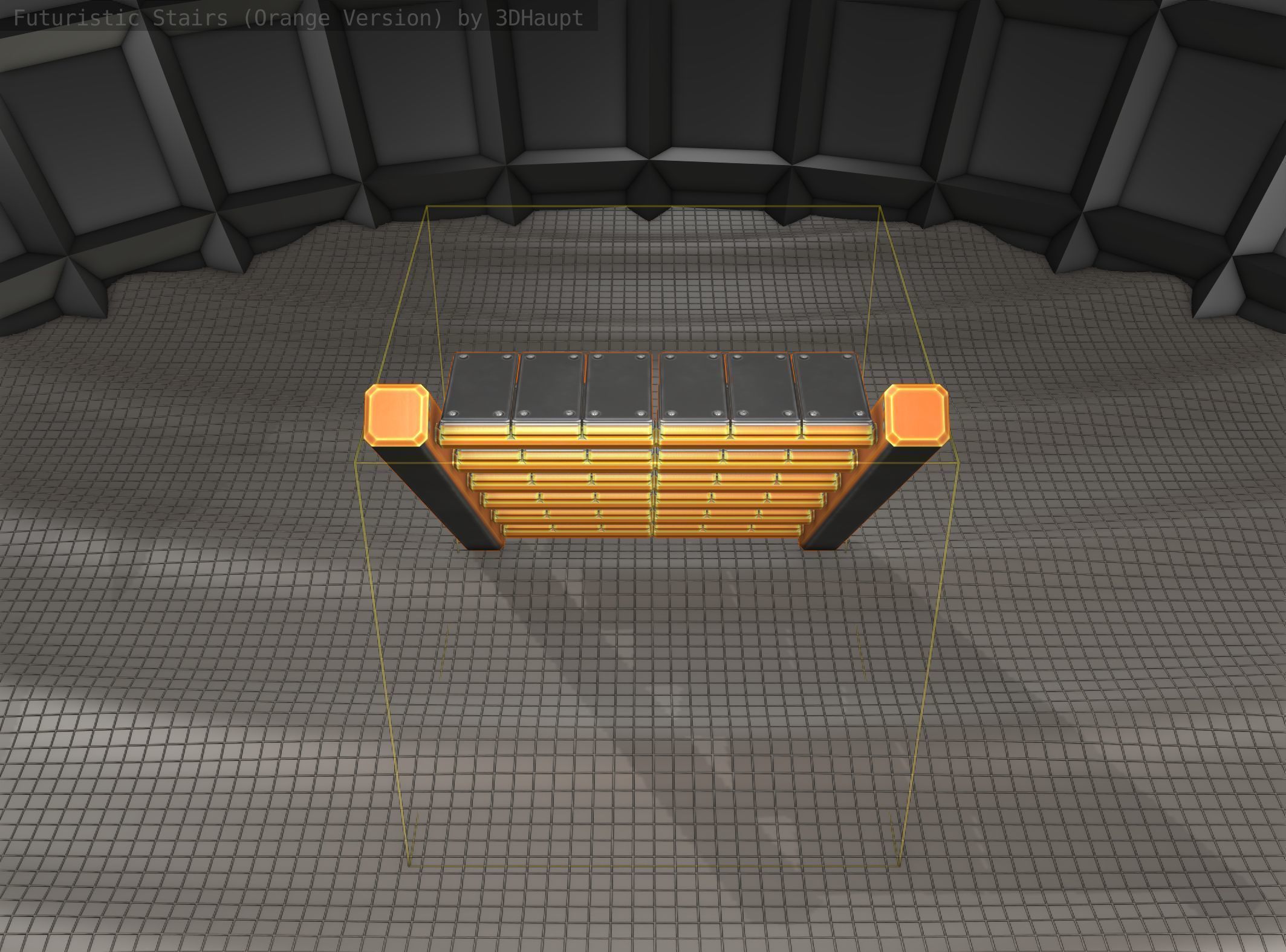 Sci-Fi Stairs - 15- Orange Version Low-poly 3D model_3