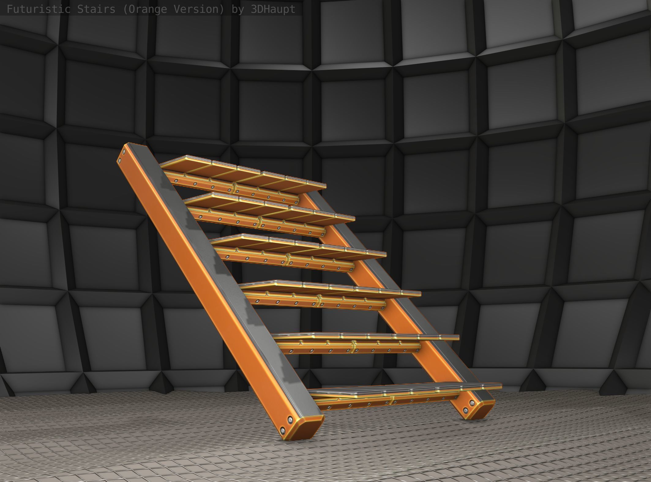 Sci-Fi Stairs - 15- Orange Version Low-poly 3D model_22