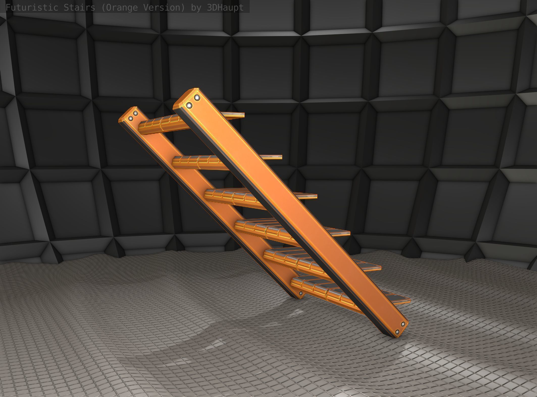 Sci-Fi Stairs - 15- Orange Version Low-poly 3D model_12