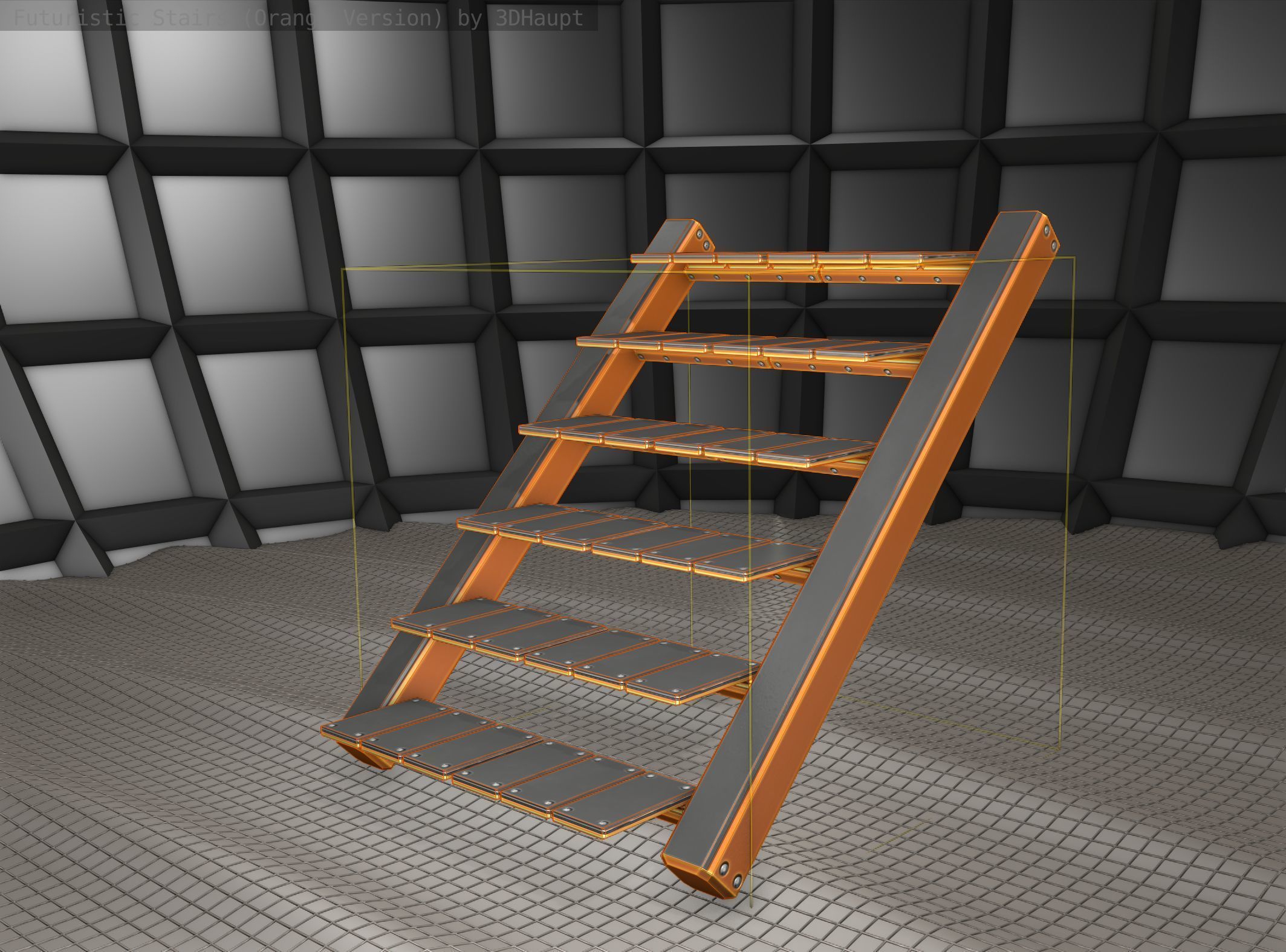 Sci-Fi Stairs - 15- Orange Version Low-poly 3D model_23