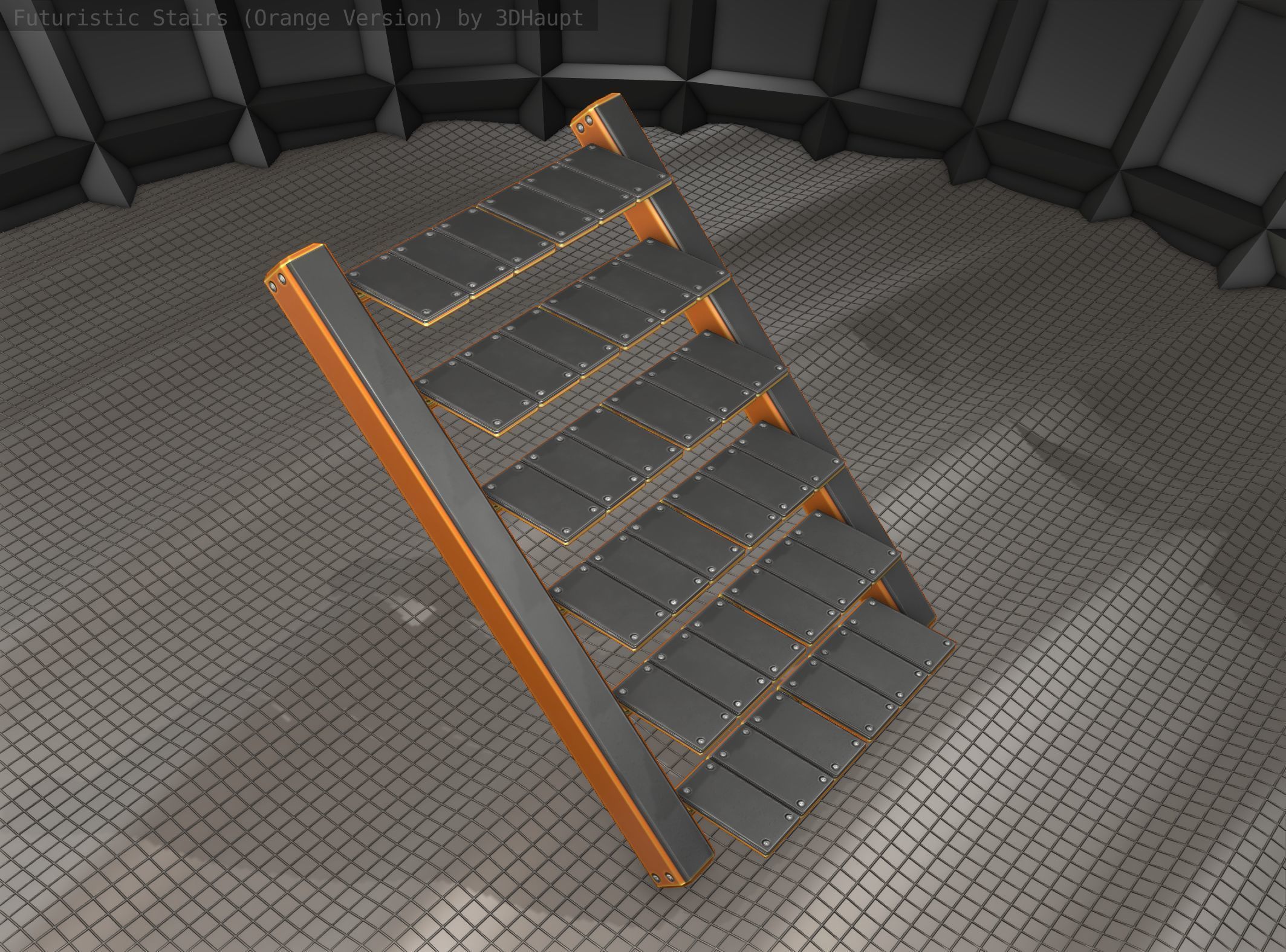 Sci-Fi Stairs - 15- Orange Version Low-poly 3D model_20