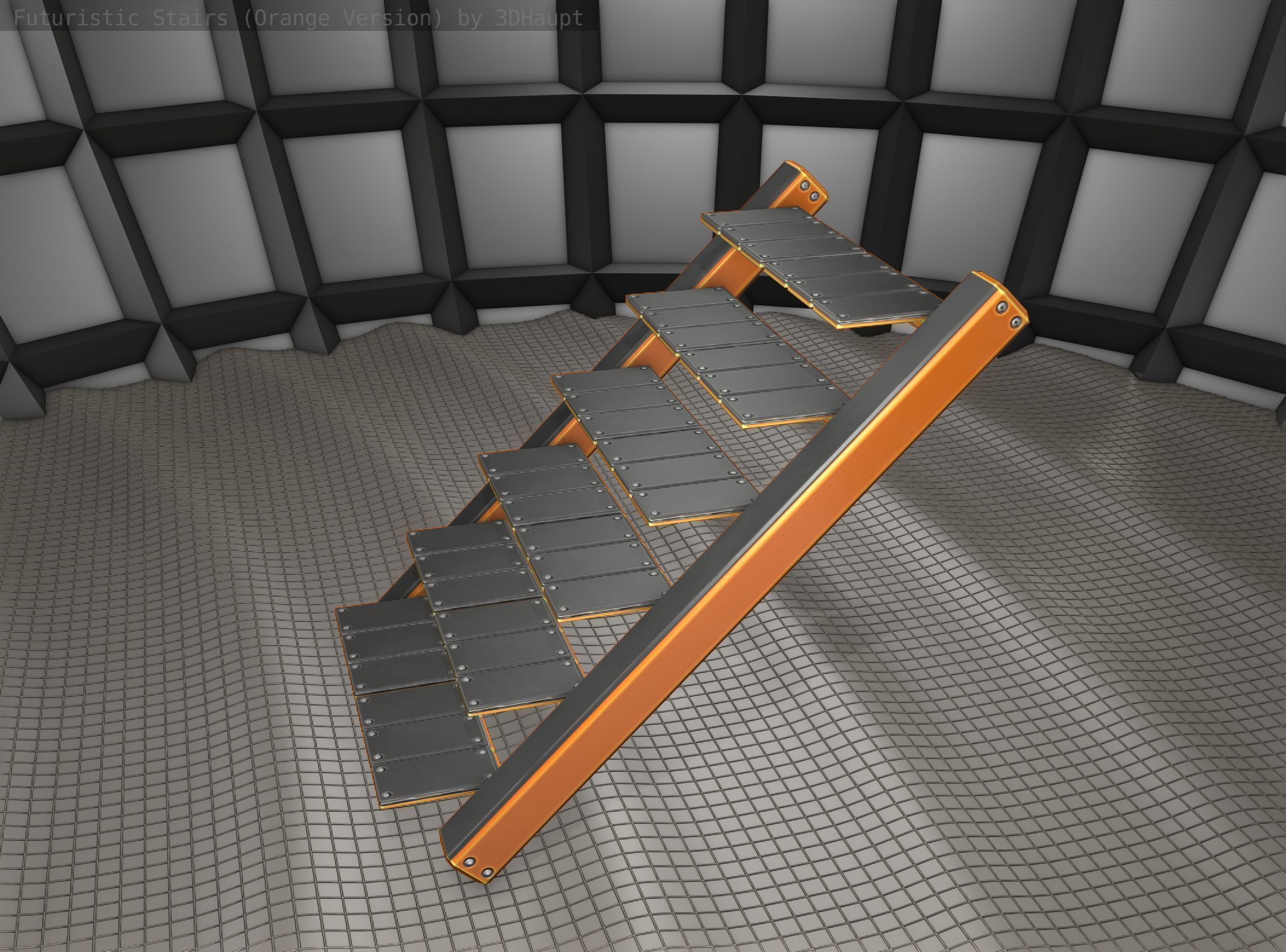 Sci-Fi Stairs - 15- Orange Version Low-poly 3D model_24