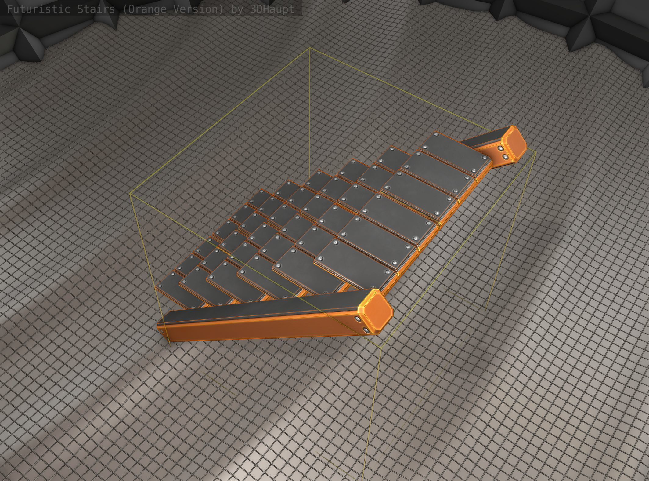 Sci-Fi Stairs - 15- Orange Version Low-poly 3D model_17