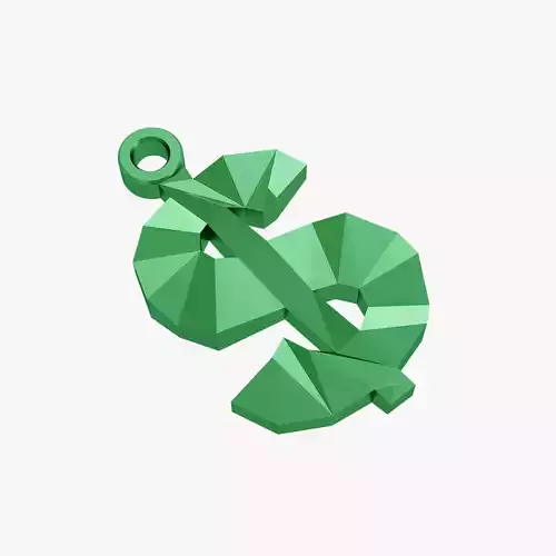 Dollar sign keychain 3D print model