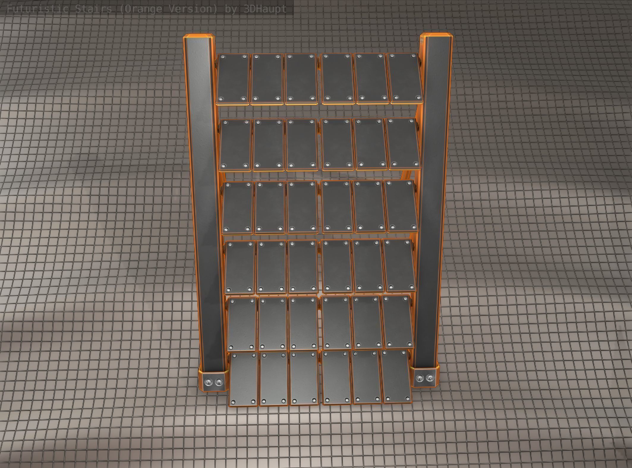 Sci-Fi Stairs - 16 - Orange Version Low-poly 3D model_15