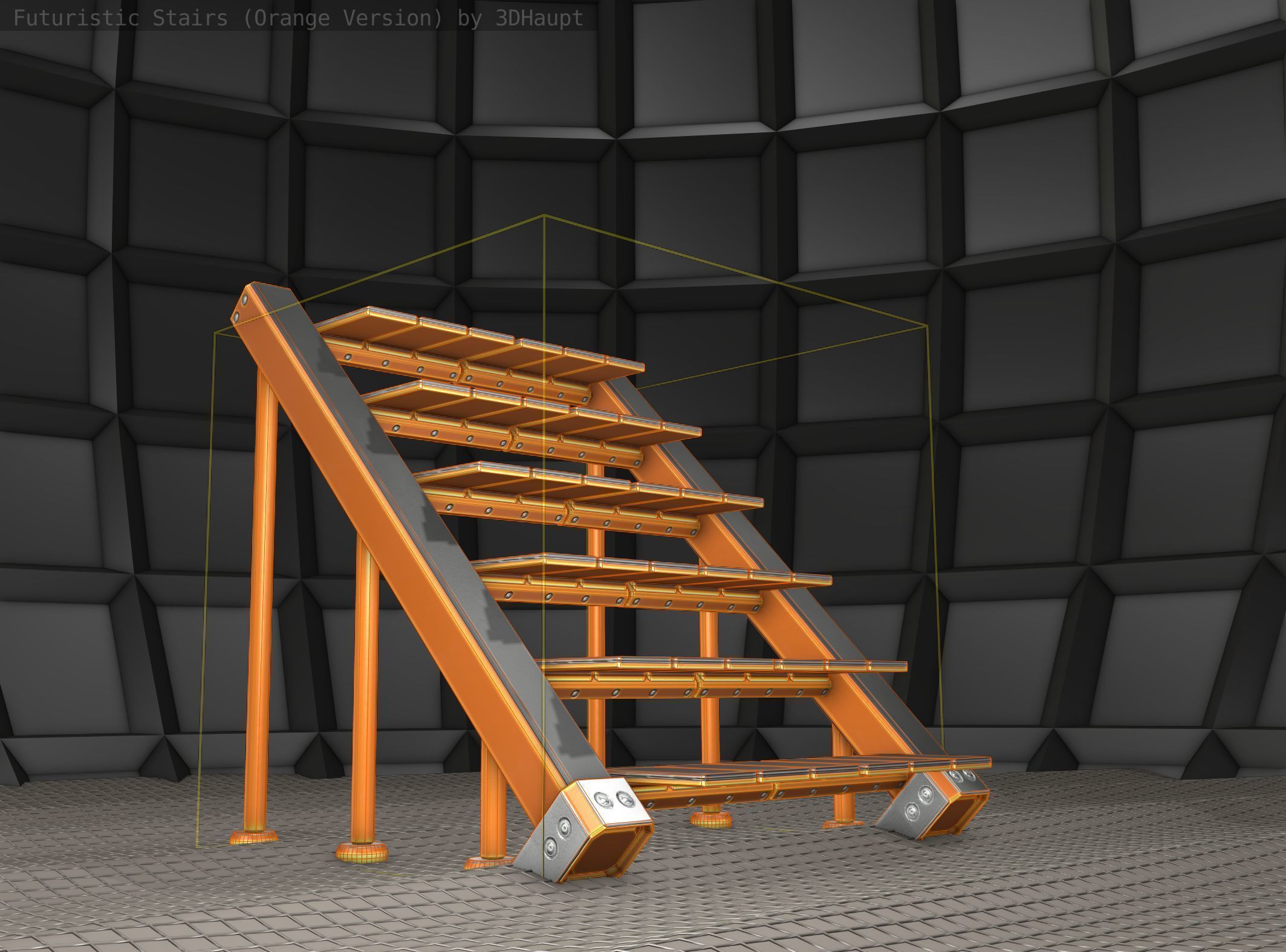 Sci-Fi Stairs - 16 - Orange Version Low-poly 3D model_22