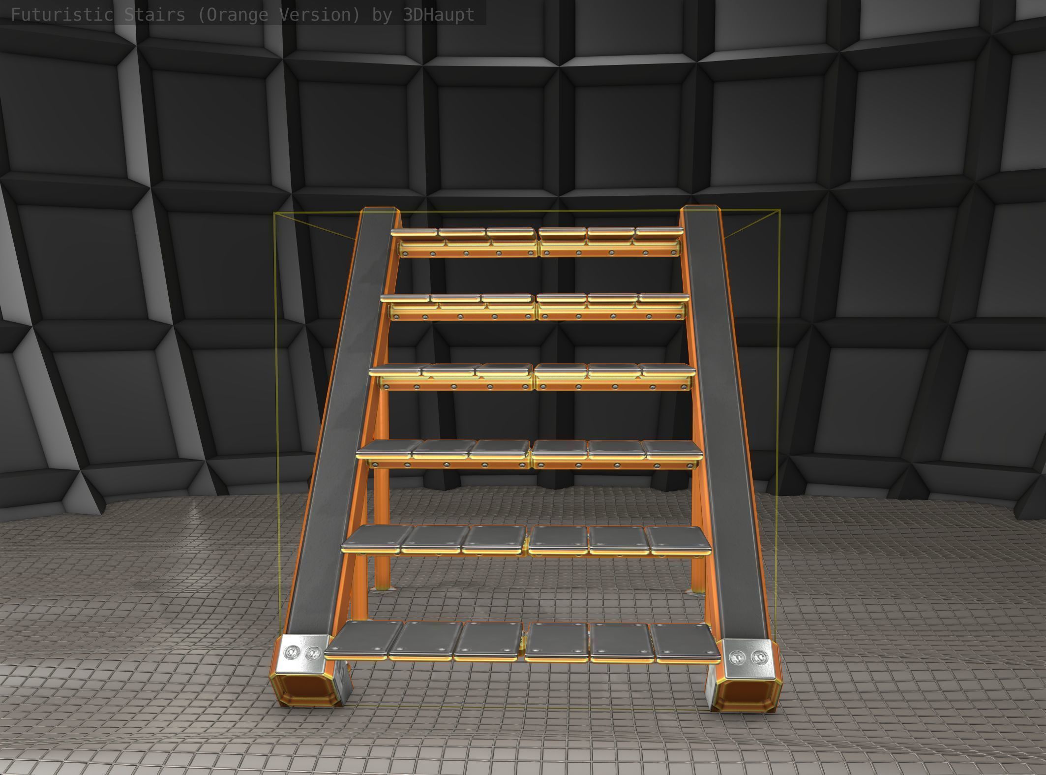Sci-Fi Stairs - 16 - Orange Version Low-poly 3D model_14