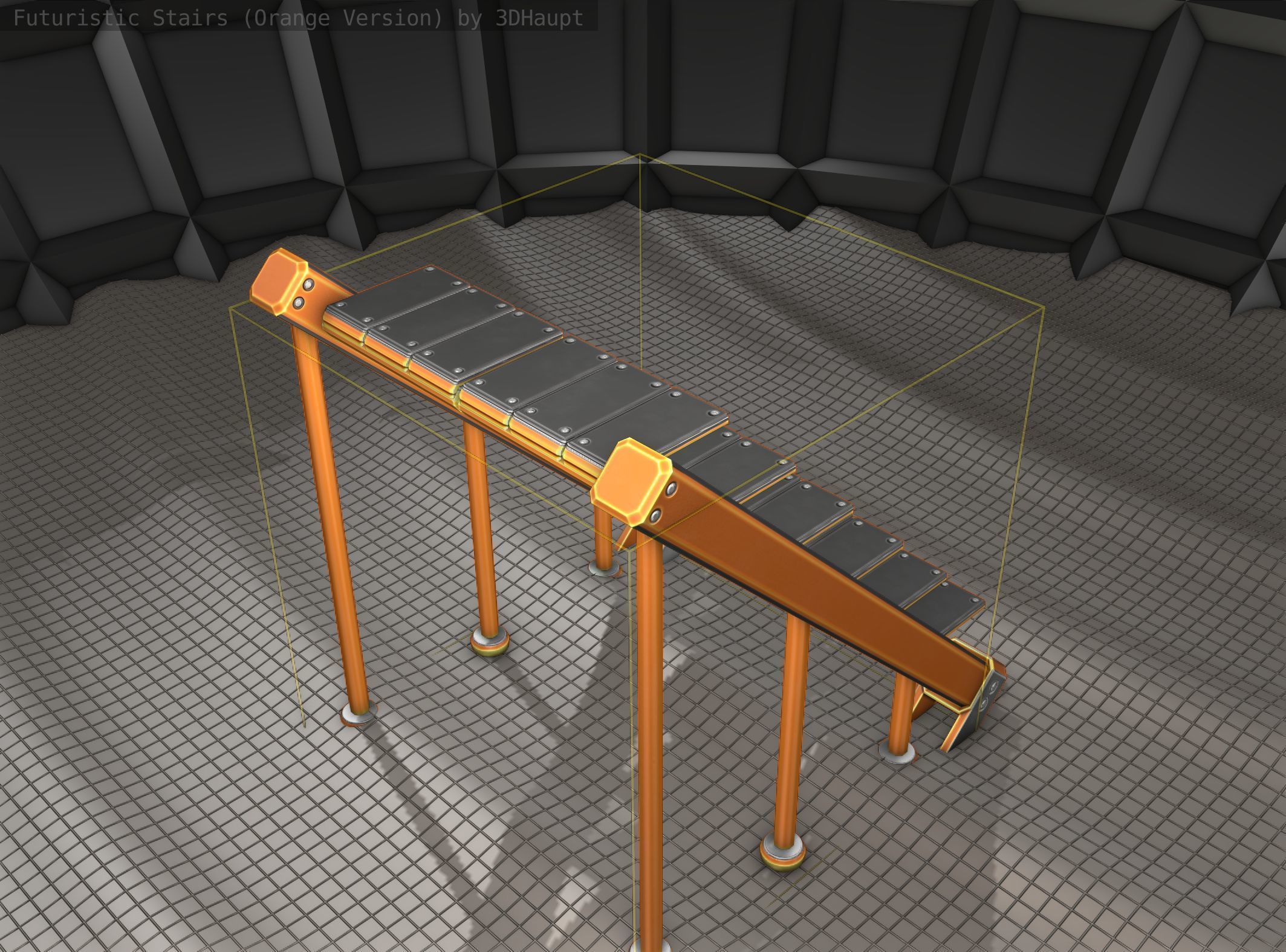 Sci-Fi Stairs - 16 - Orange Version Low-poly 3D model_4