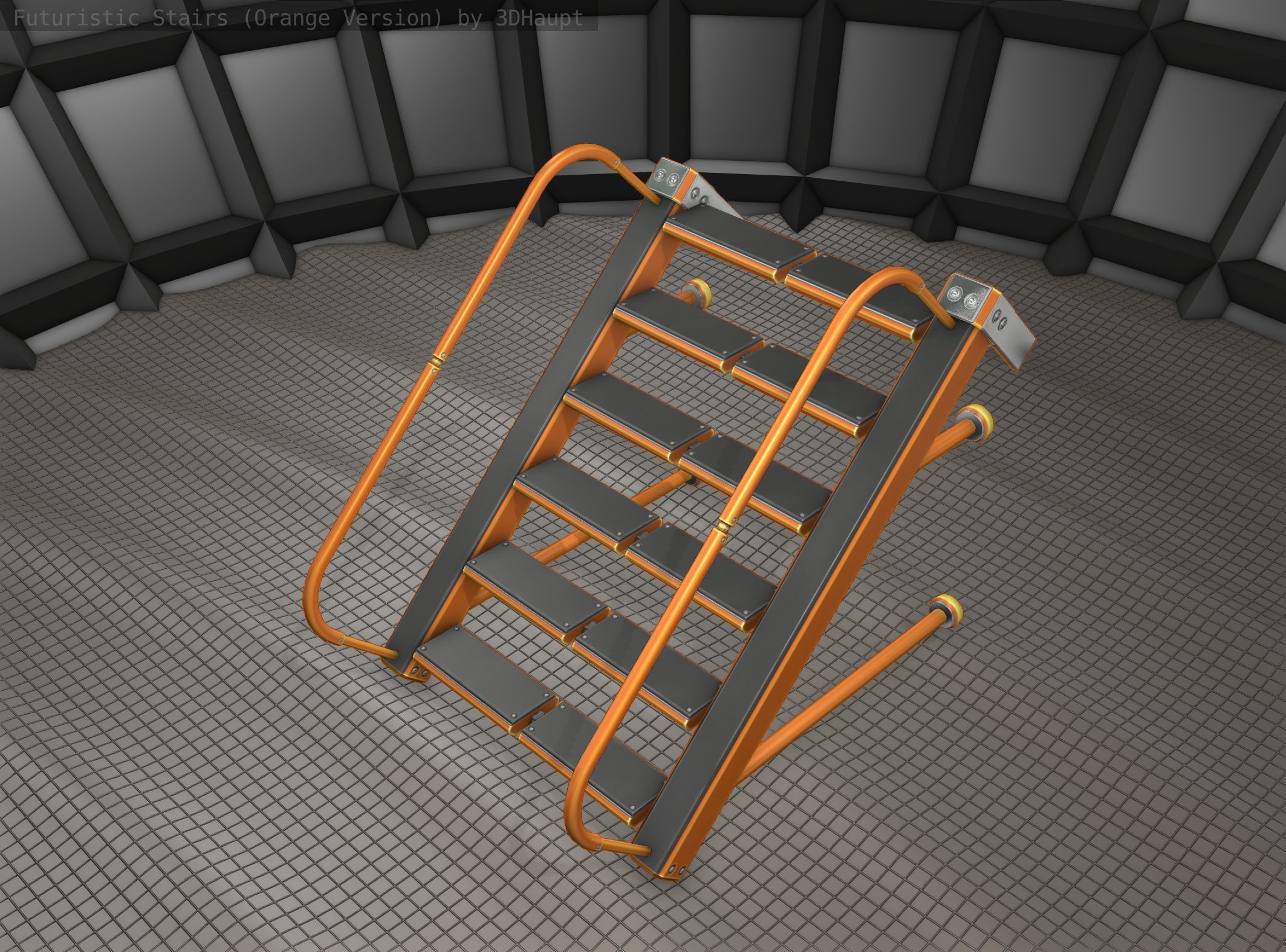Sci-Fi Stairs - 16 - Orange Version Low-poly 3D model_25