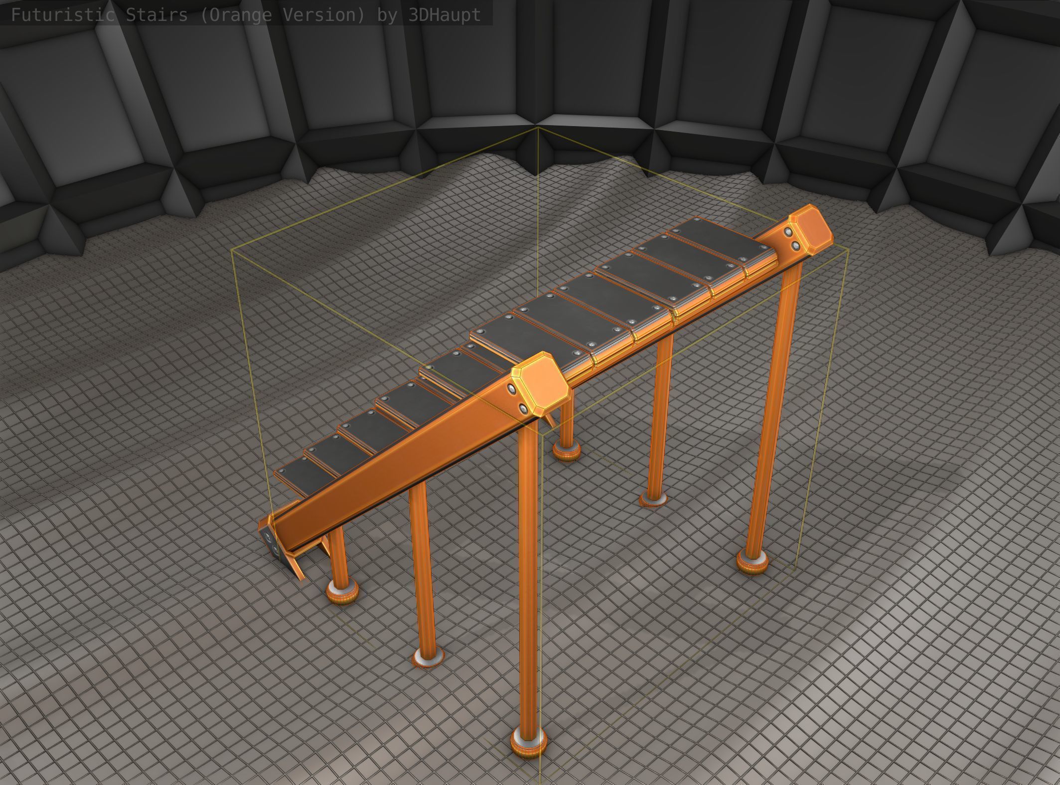 Sci-Fi Stairs - 16 - Orange Version Low-poly 3D model_2
