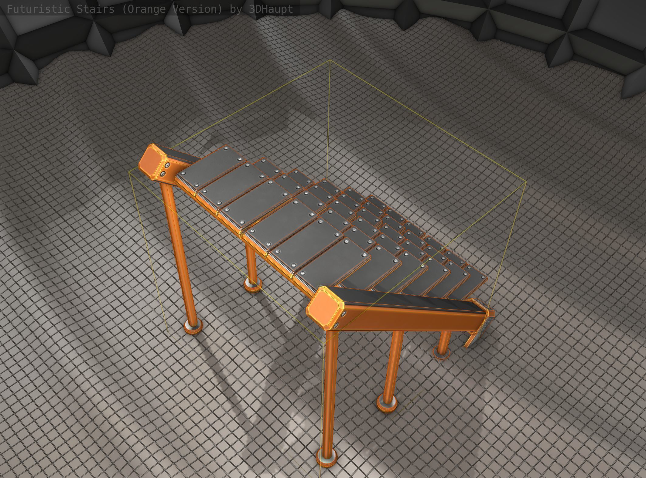 Sci-Fi Stairs - 16 - Orange Version Low-poly 3D model_18