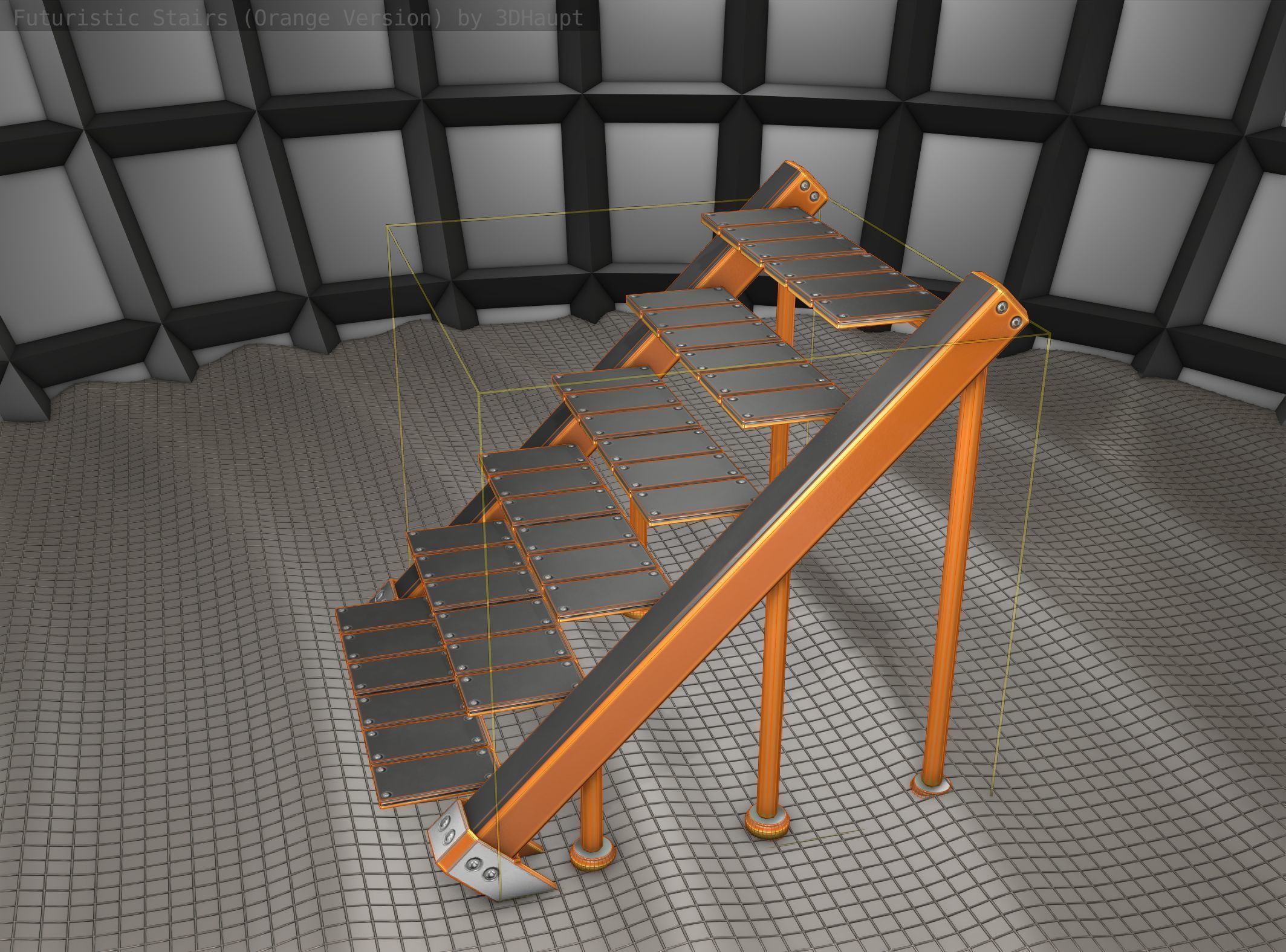Sci-Fi Stairs - 16 - Orange Version Low-poly 3D model_24