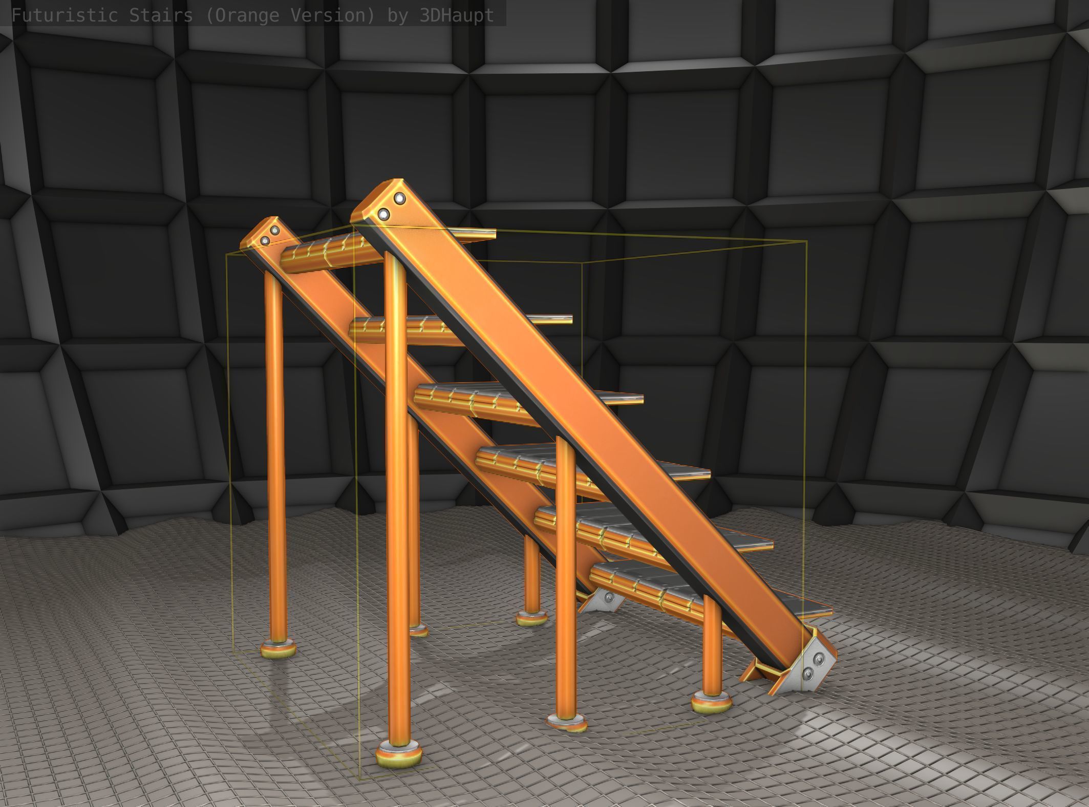Sci-Fi Stairs - 16 - Orange Version Low-poly 3D model_12