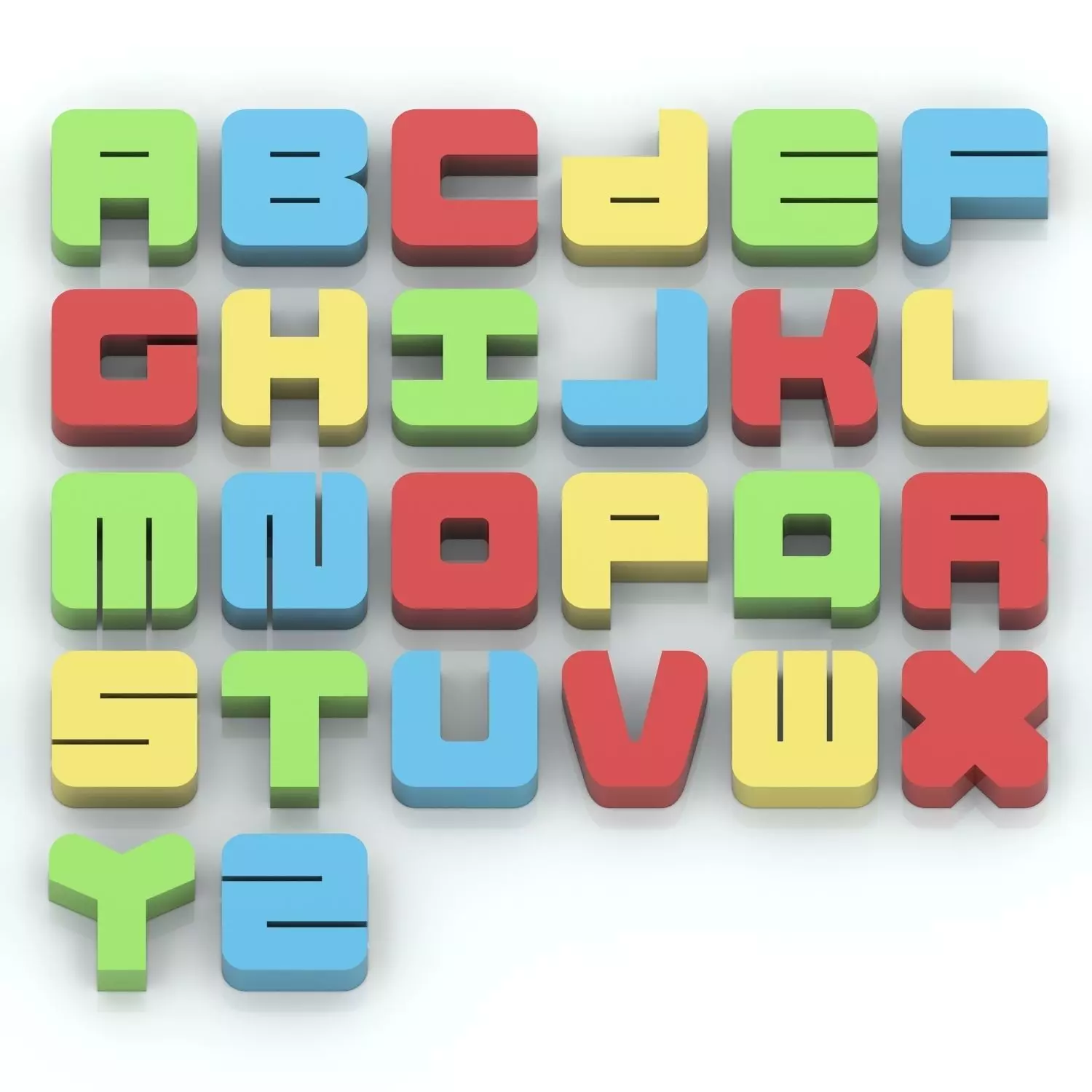 Colorful custom alphabet letters 3D model_0