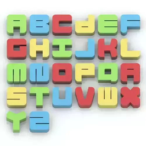 Colorful custom alphabet letters 3D model