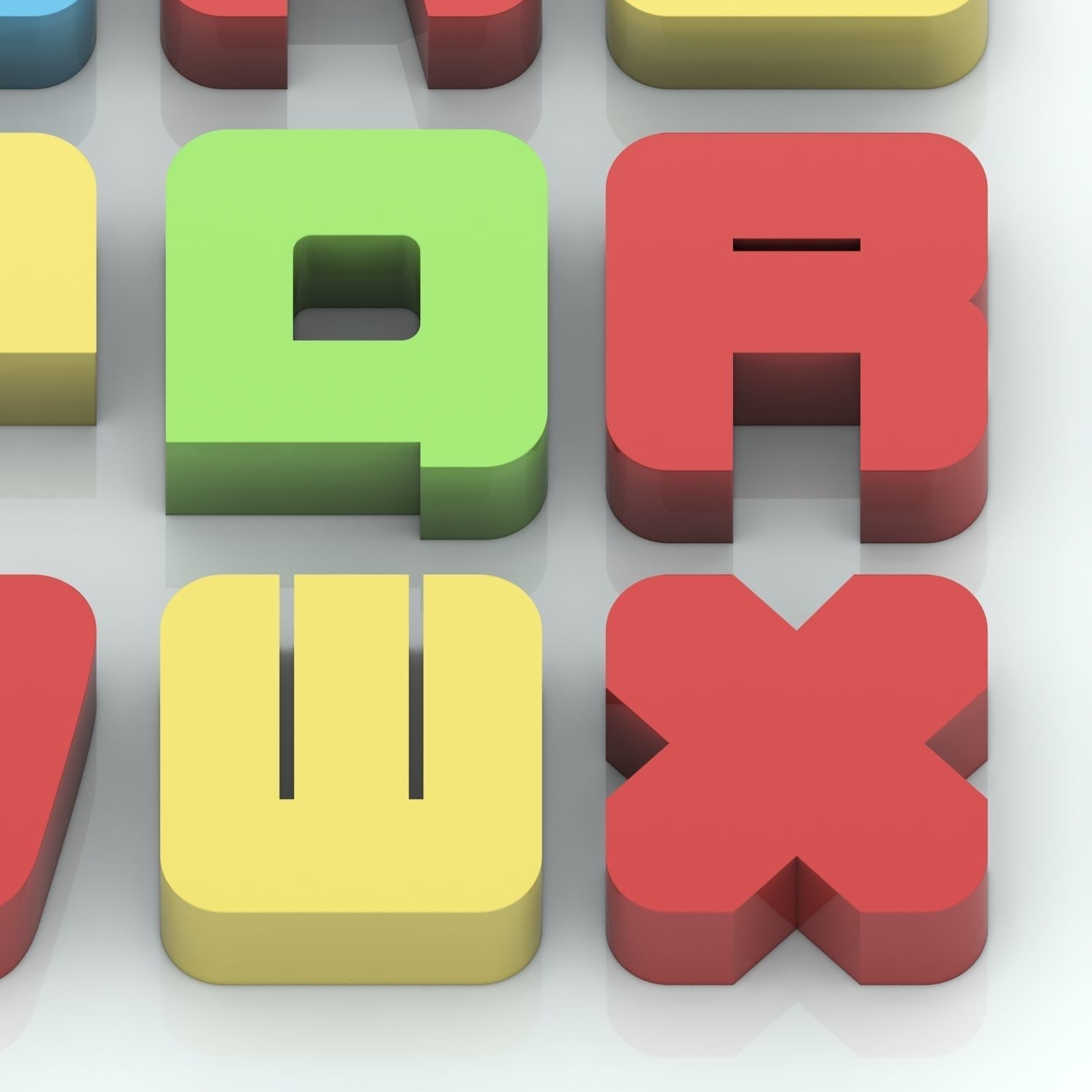 Colorful custom alphabet letters 3D model_7