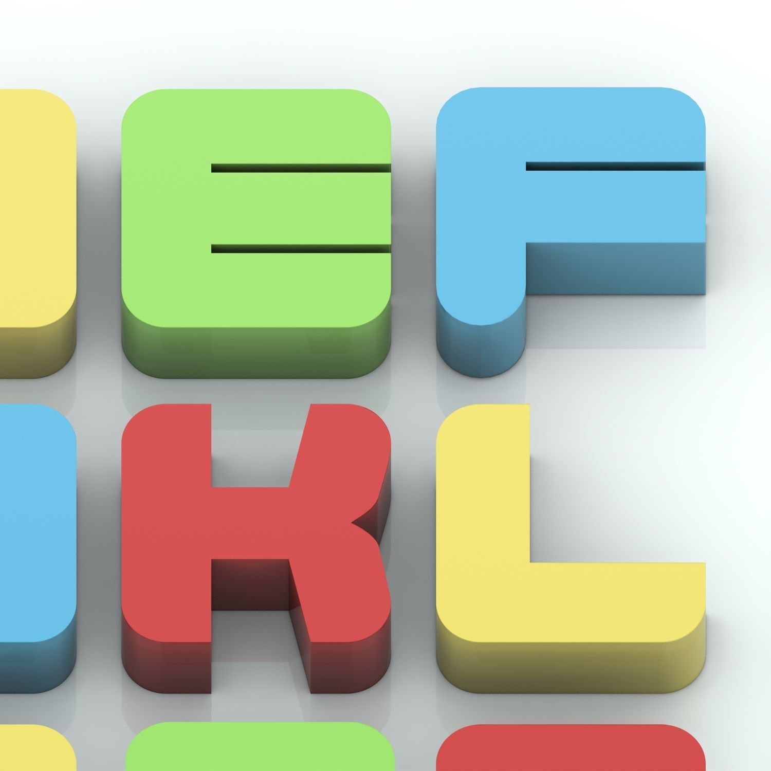 Colorful custom alphabet letters 3D model_4