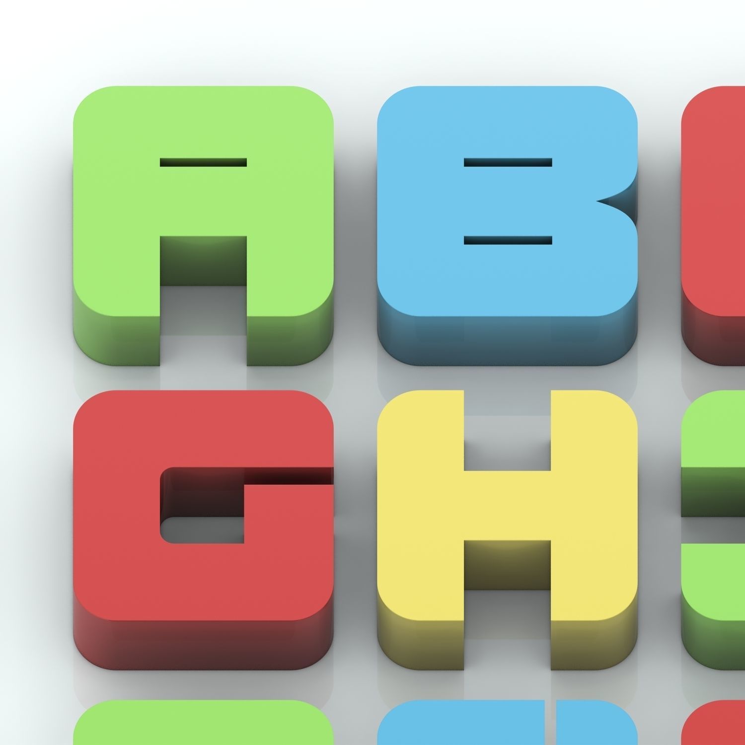 Colorful custom alphabet letters 3D model_2