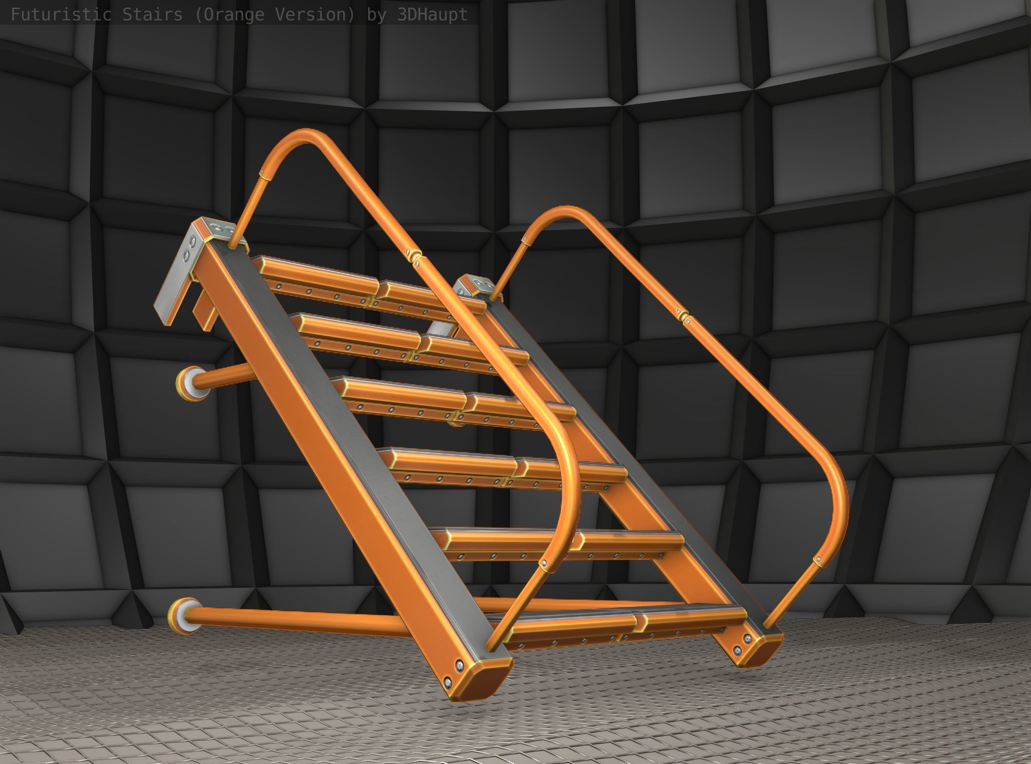 Sci-Fi Stairs - 17 - Orange Version Low-poly 3D model_22