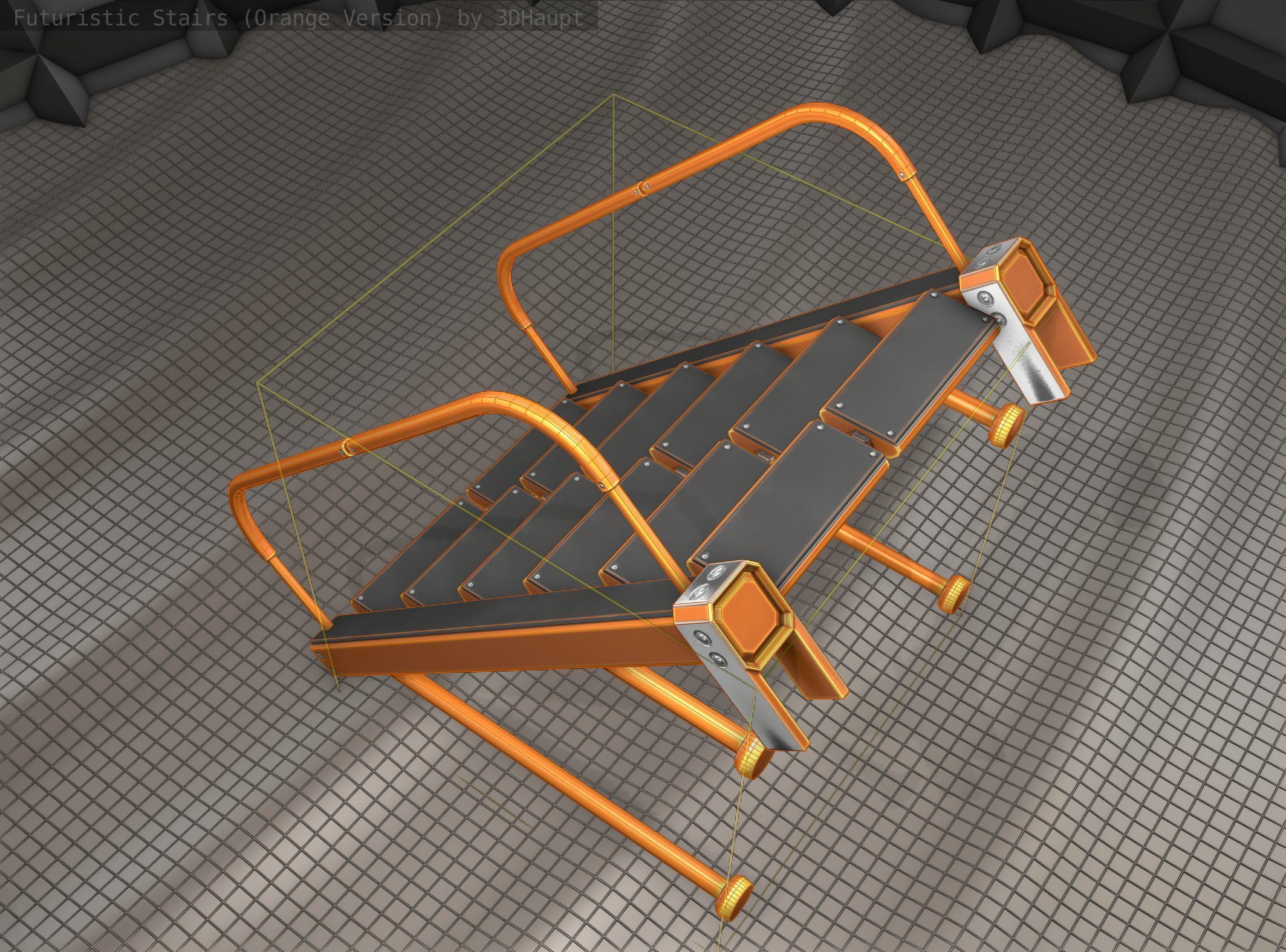Sci-Fi Stairs - 17 - Orange Version Low-poly 3D model_17