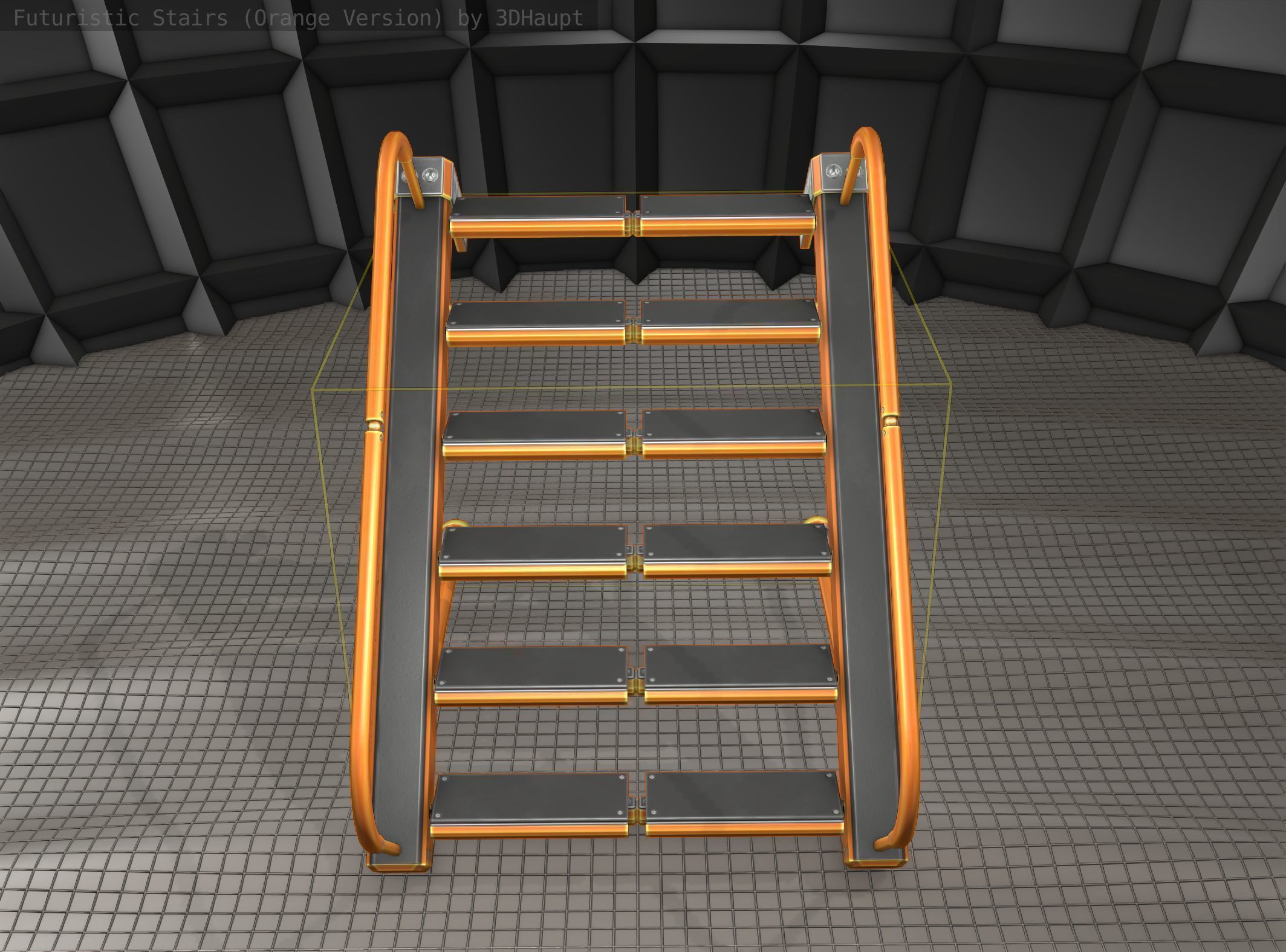 Sci-Fi Stairs - 17 - Orange Version Low-poly 3D model_8