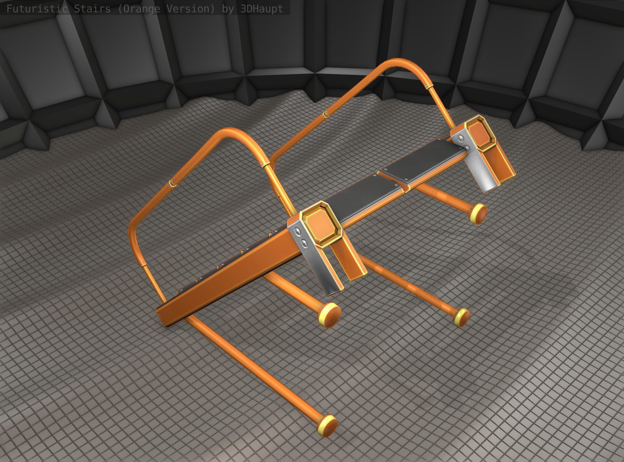 Sci-Fi Stairs - 17 - Orange Version Low-poly 3D model_3