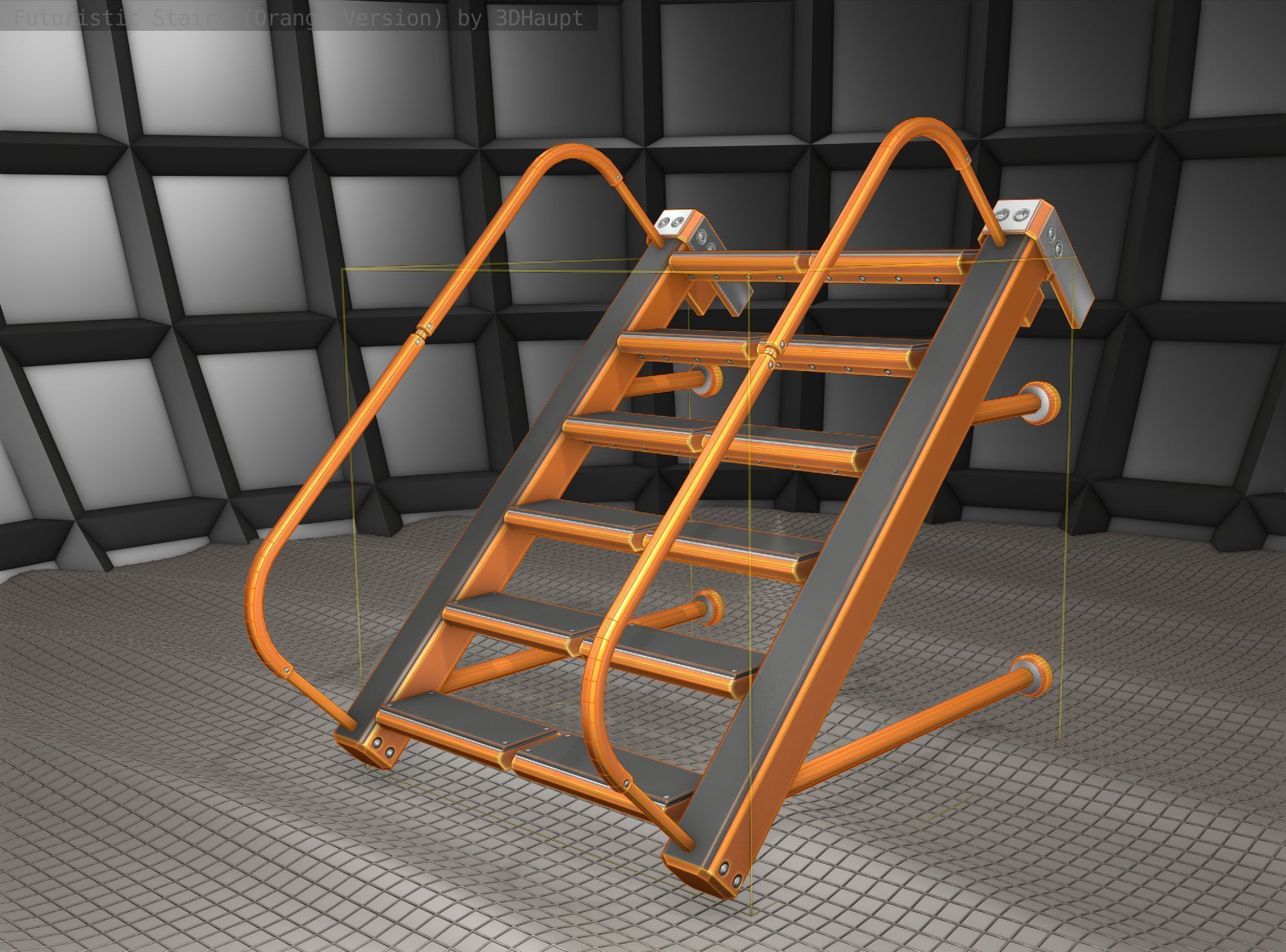 Sci-Fi Stairs - 17 - Orange Version Low-poly 3D model_23