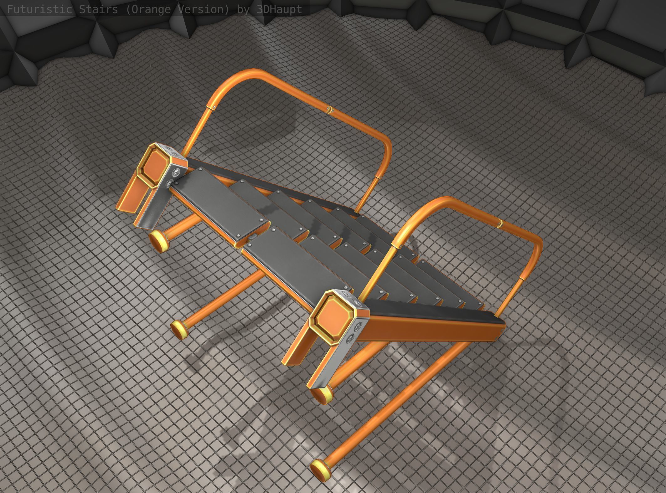Sci-Fi Stairs - 17 - Orange Version Low-poly 3D model_18