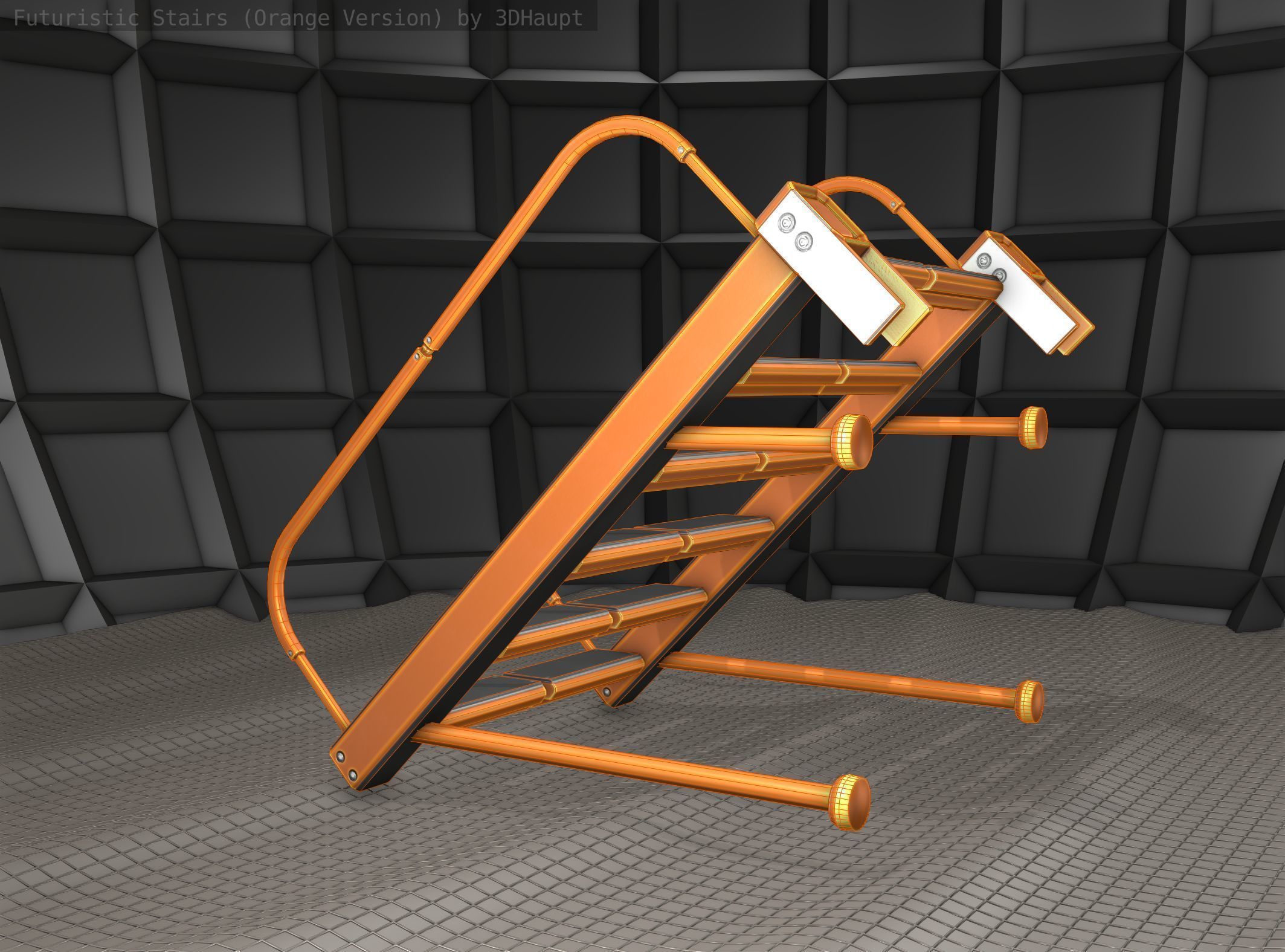 Sci-Fi Stairs - 17 - Orange Version Low-poly 3D model_11
