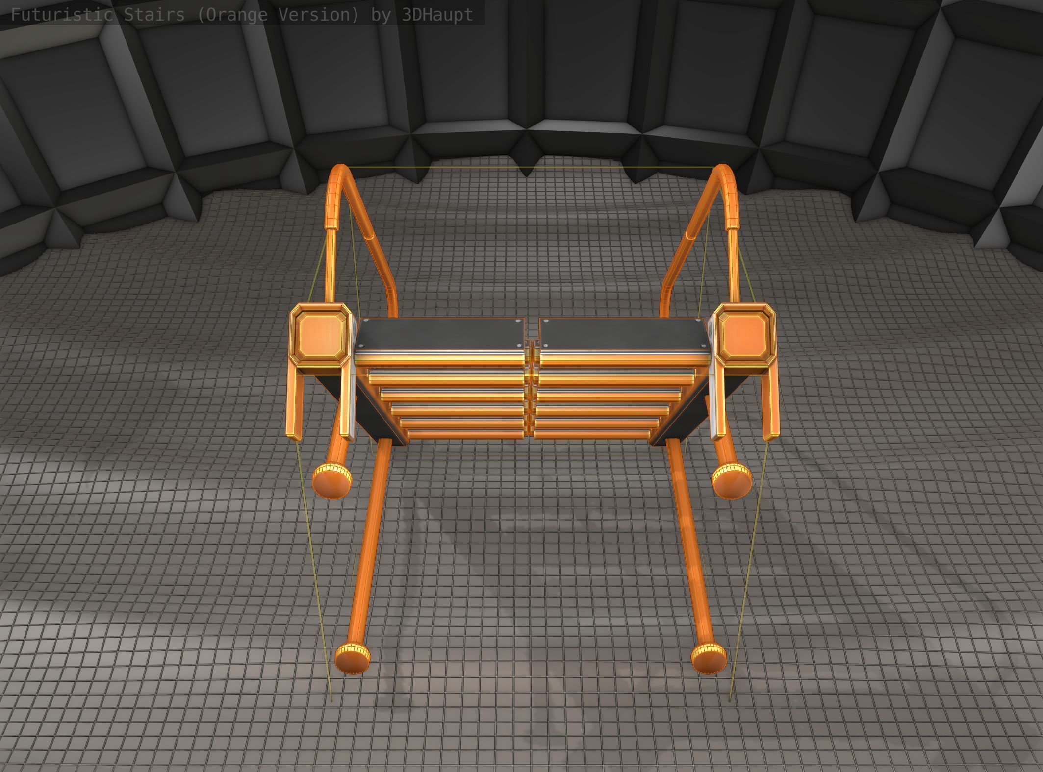 Sci-Fi Stairs - 17 - Orange Version Low-poly 3D model_4