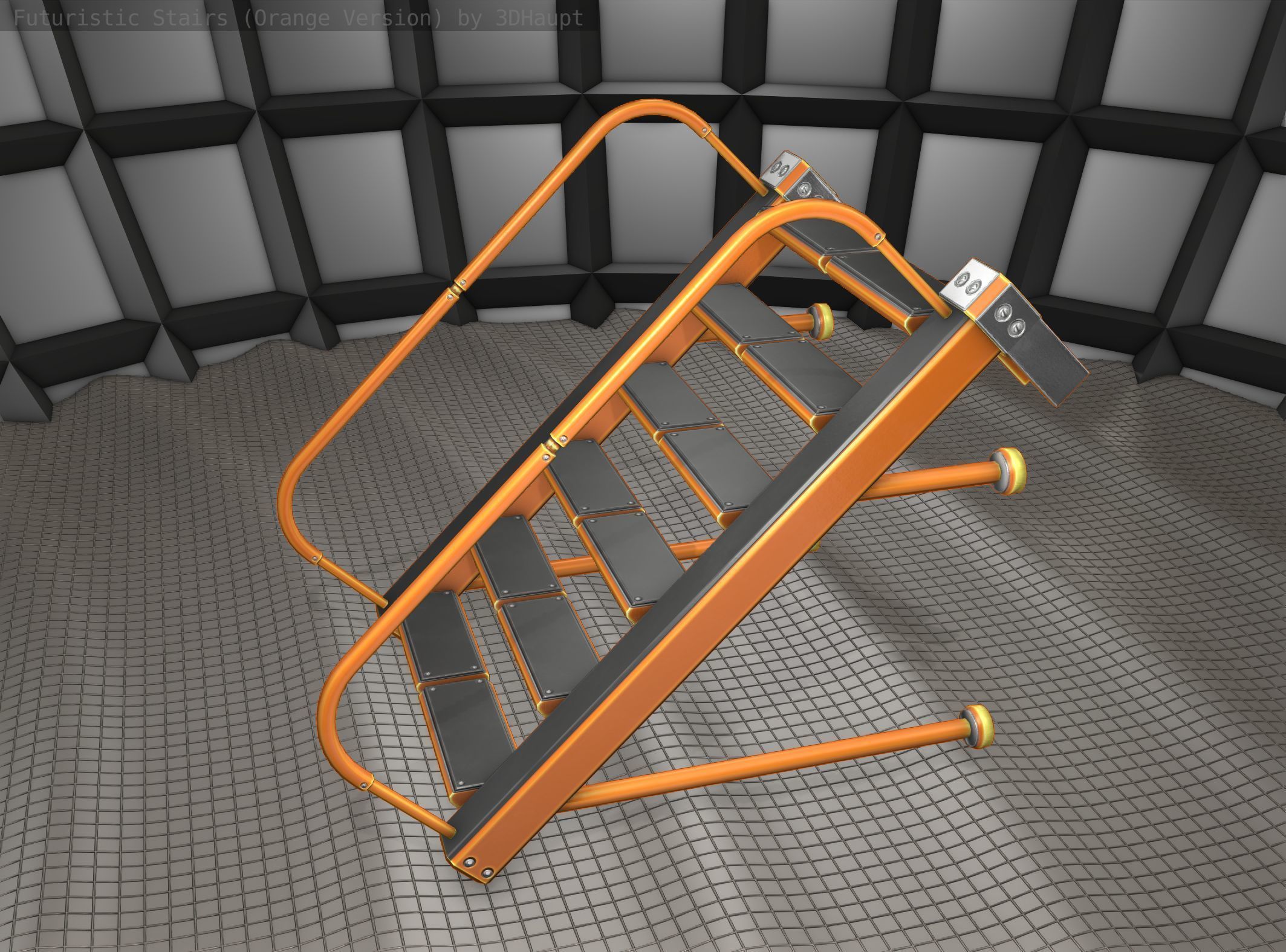 Sci-Fi Stairs - 17 - Orange Version Low-poly 3D model_24
