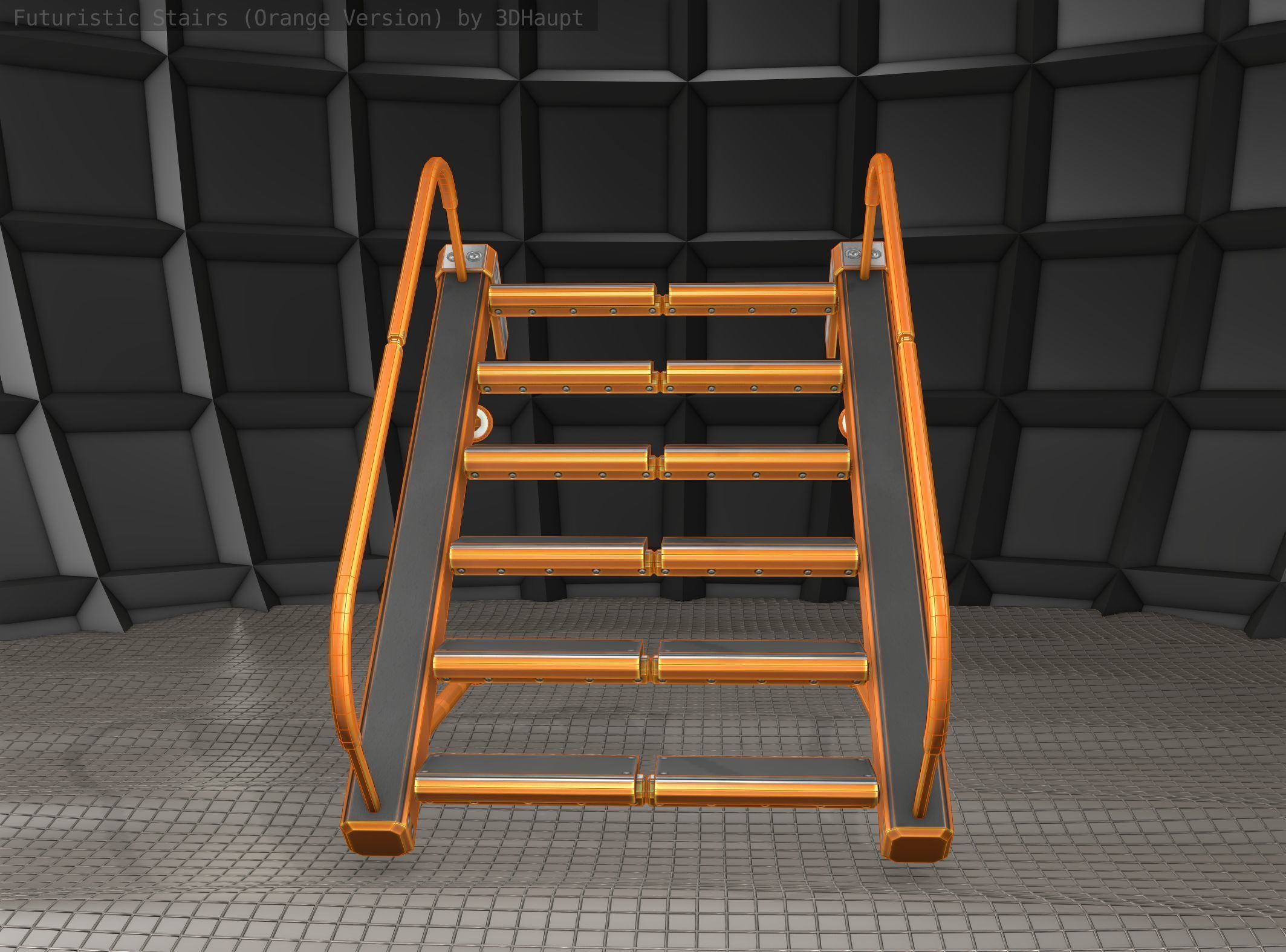 Sci-Fi Stairs - 17 - Orange Version Low-poly 3D model_14