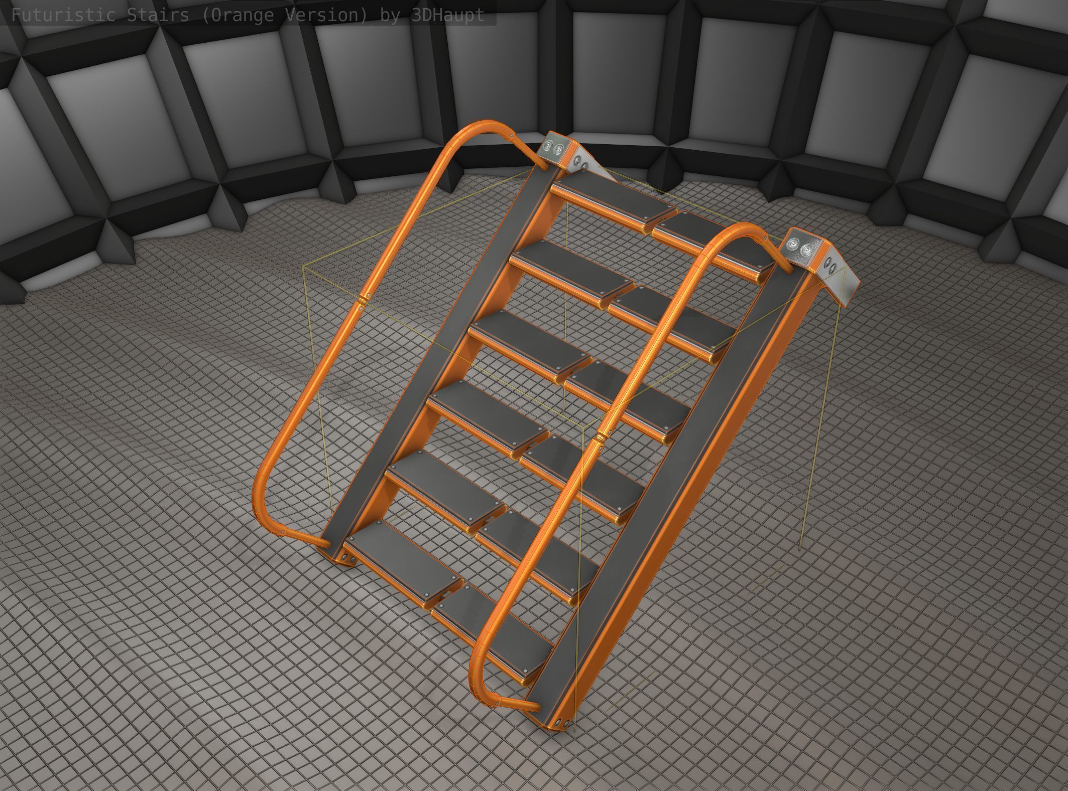 Sci-Fi Stairs - 17 - Orange Version Low-poly 3D model_25