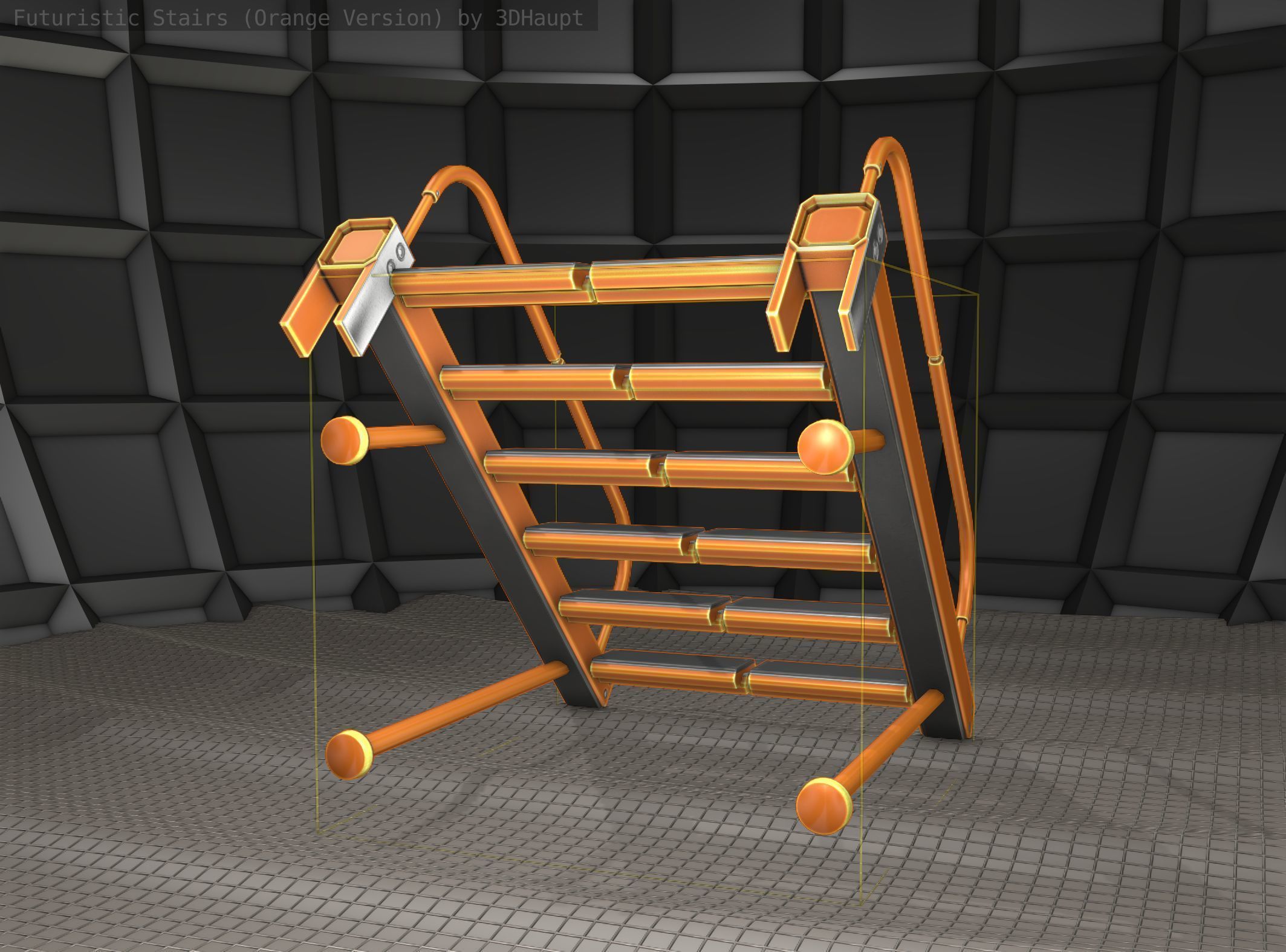 Sci-Fi Stairs - 17 - Orange Version Low-poly 3D model_12