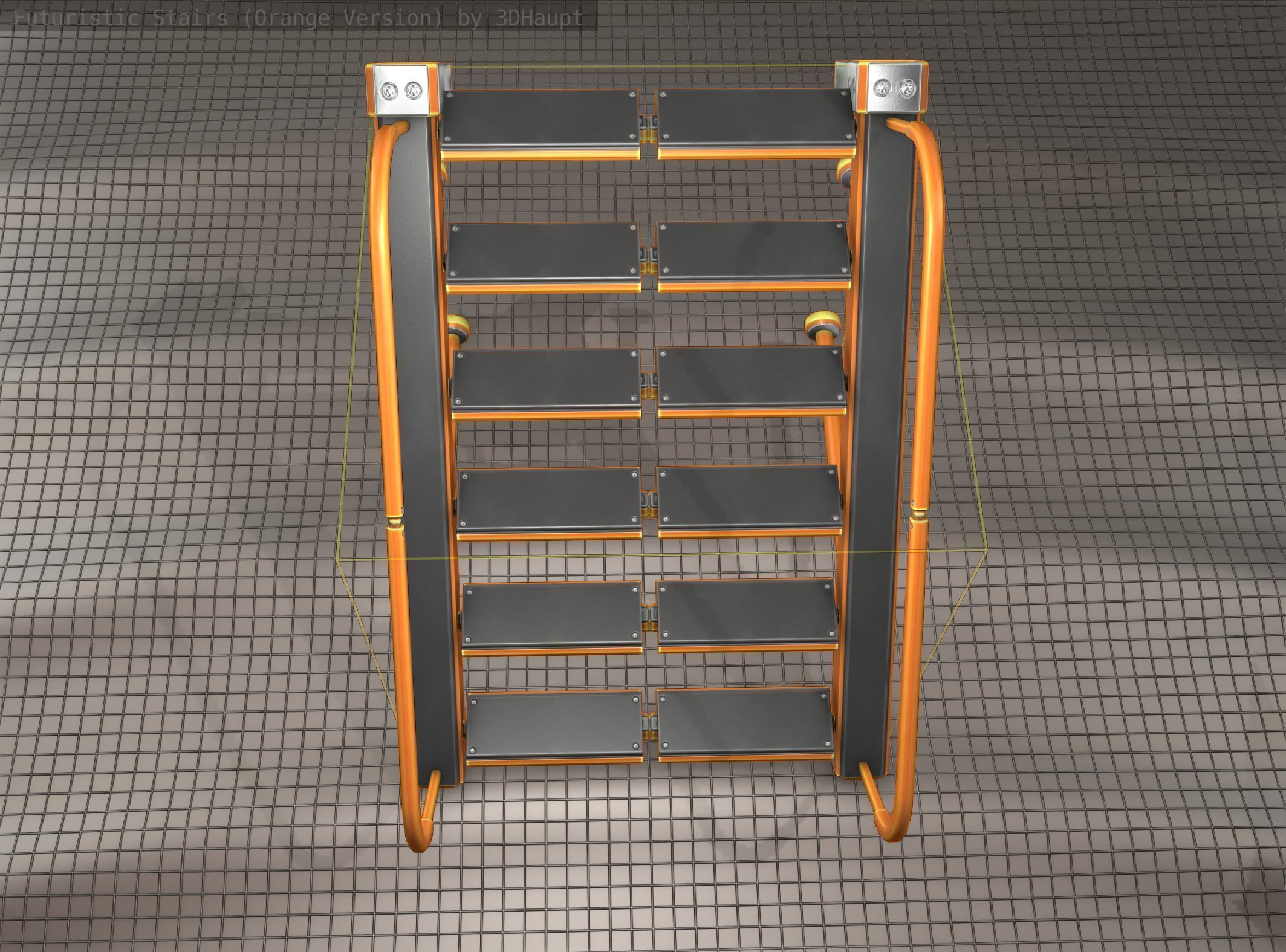 Sci-Fi Stairs - 17 - Orange Version Low-poly 3D model_15